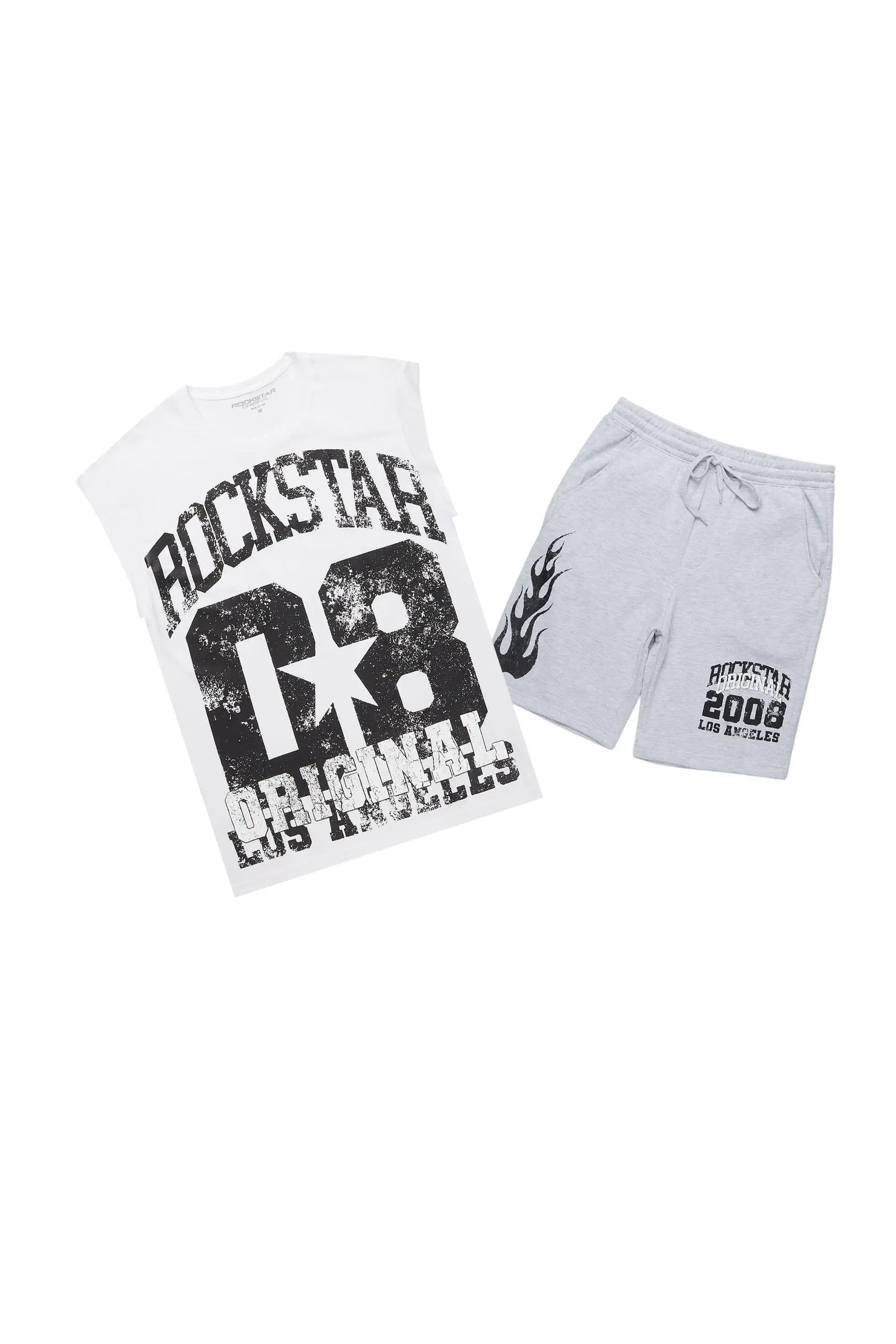 Edel White Cut Sleeve T-Shirt Short Set