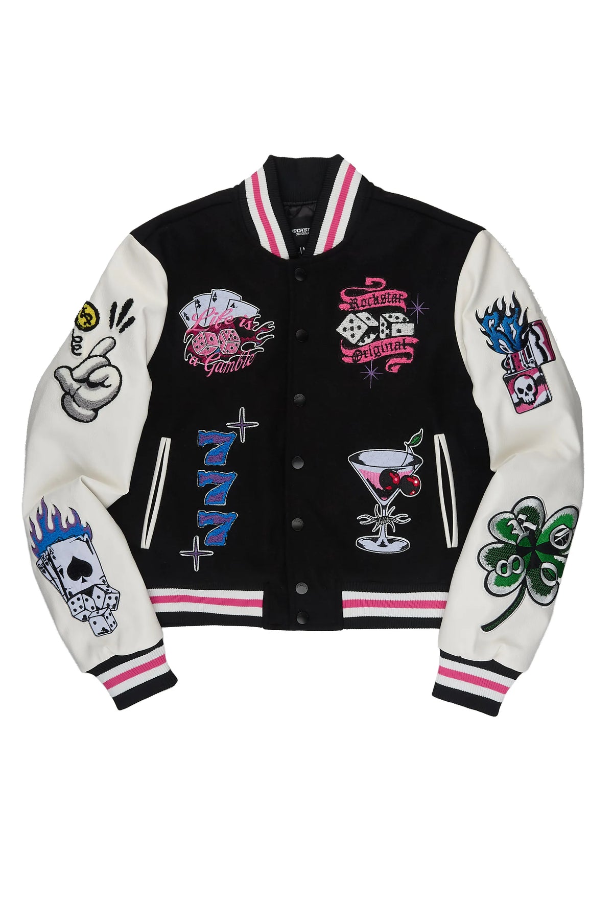 Stasha Black/White Oversized Varsity Jacket