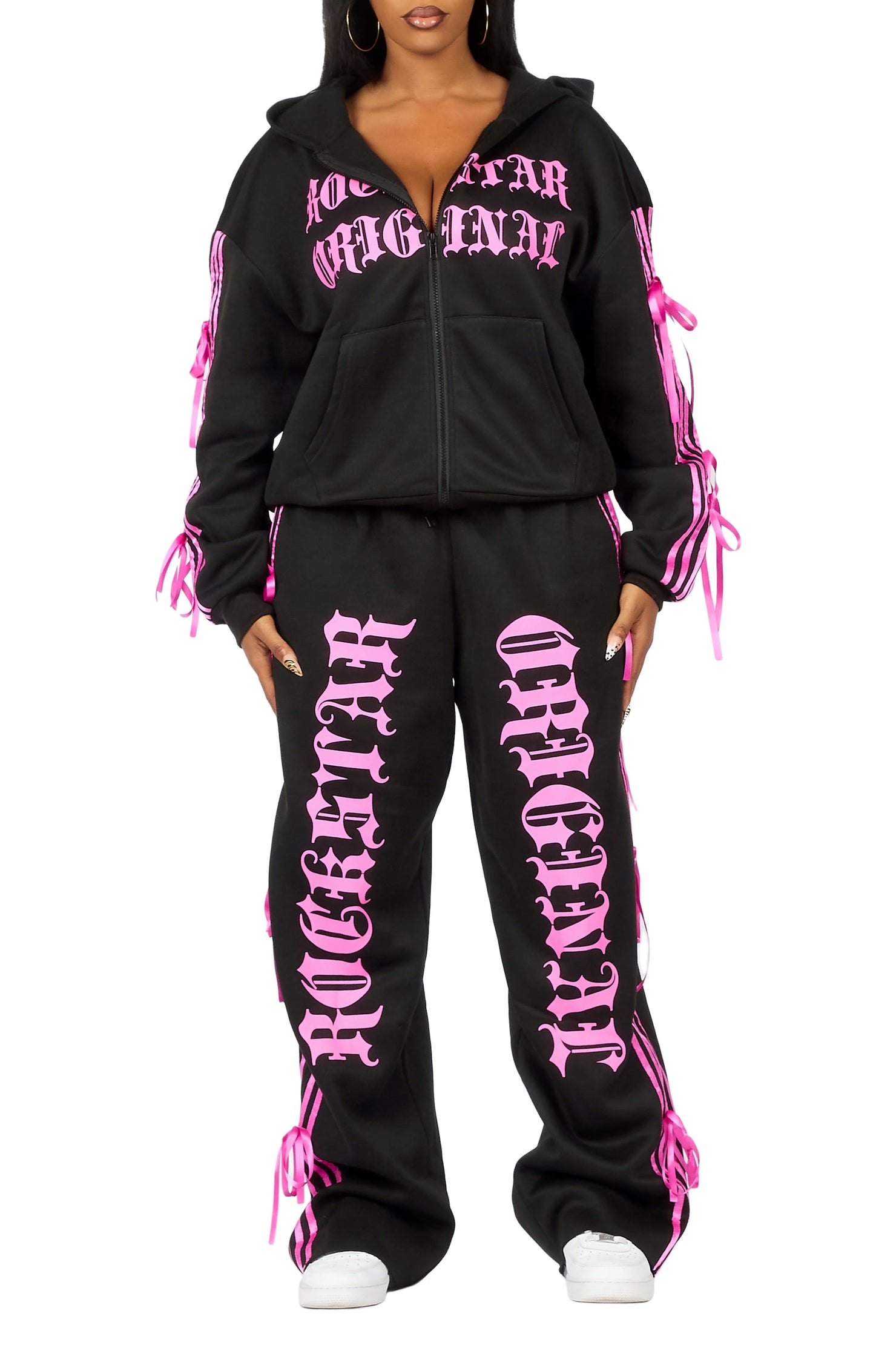Kettisha Black Lace Up Baggy Track Set