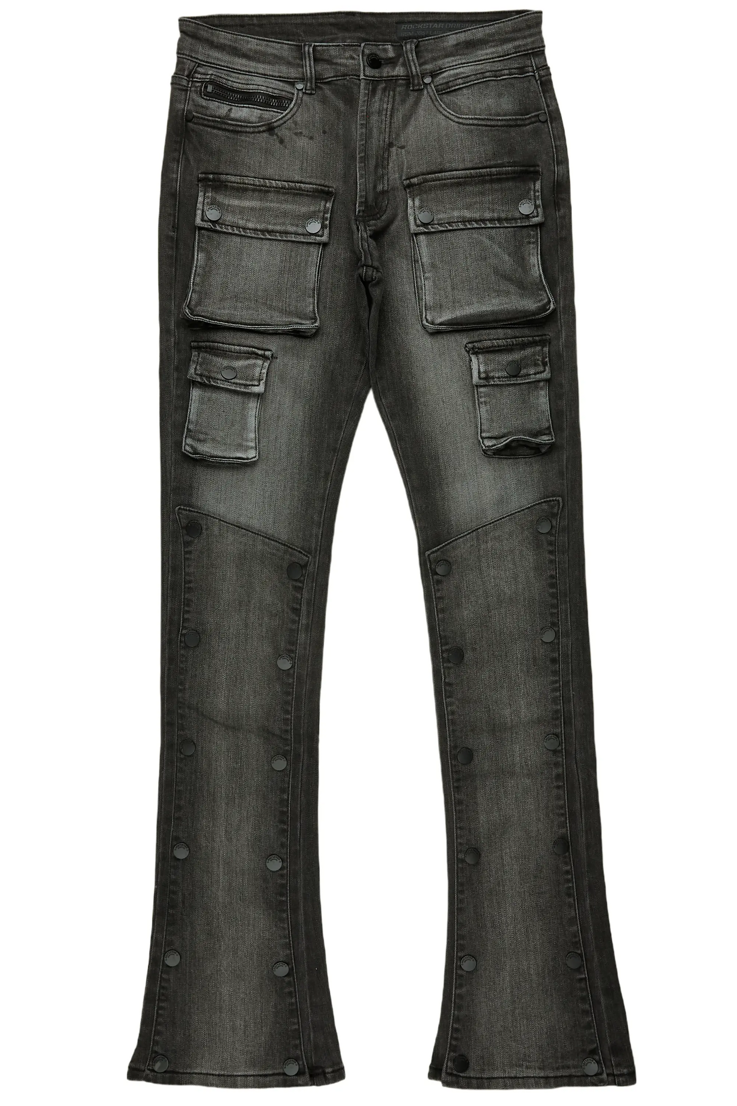 Boys Santana Dark Grey Stacked Flare Jean