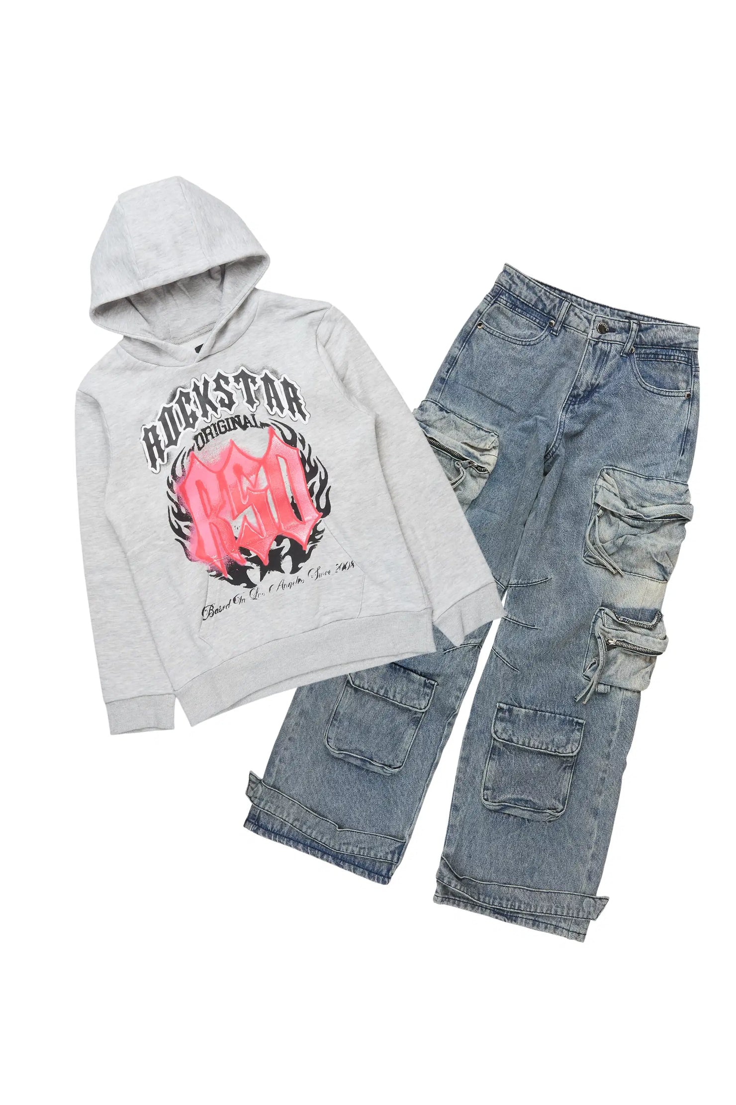 Boys Boaz Heather Grey Hoodie/Baggy Jean Set