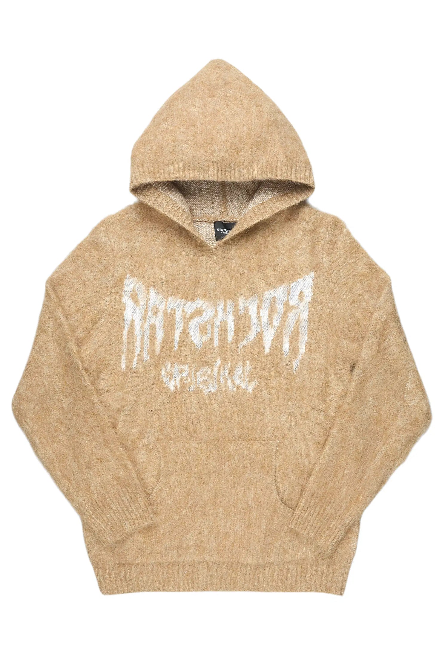 Andros Beige Graphic Knitted Hoodie