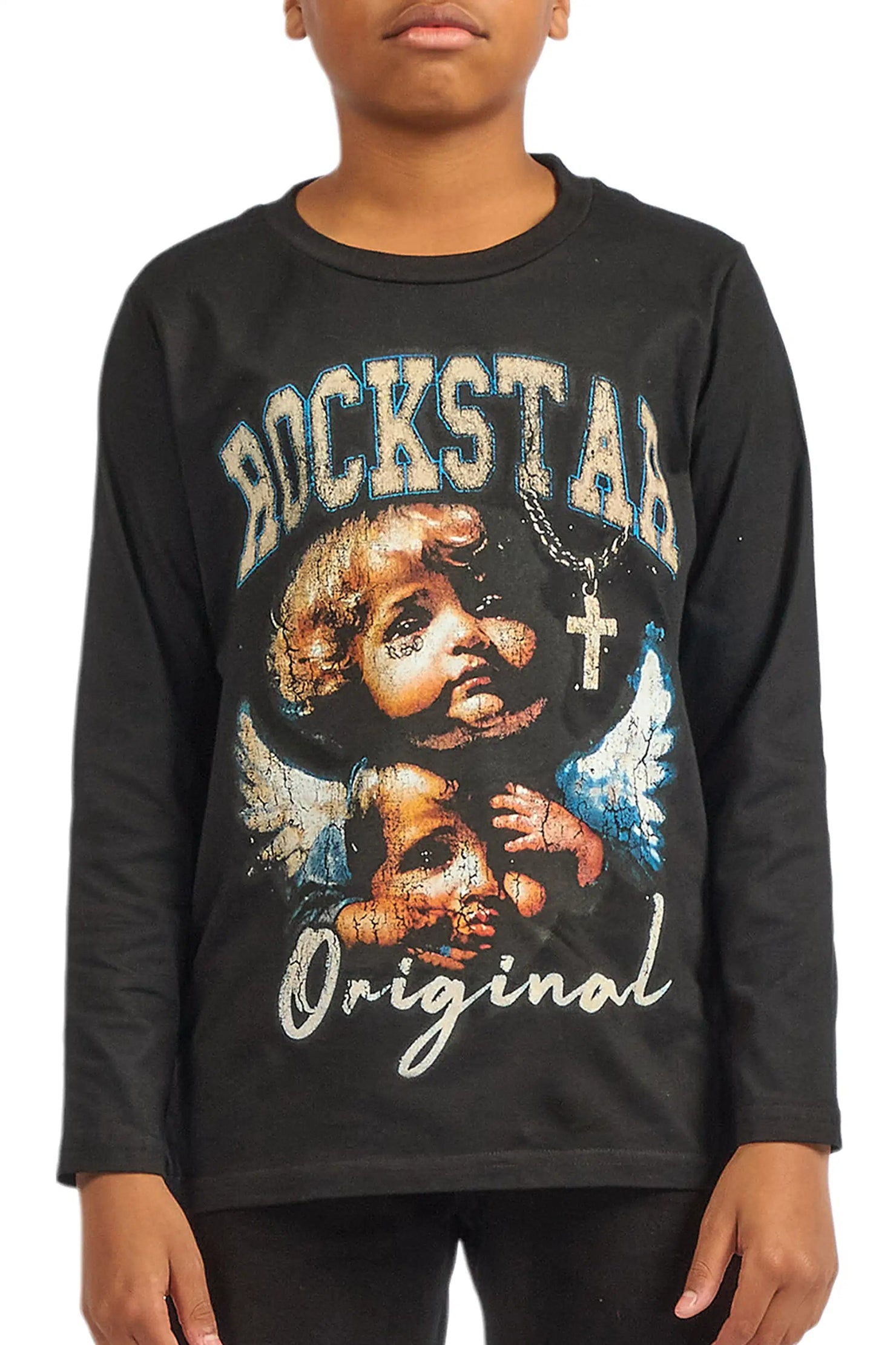 Boys Deiter Black Long Sleeve Graphic T-Shirt