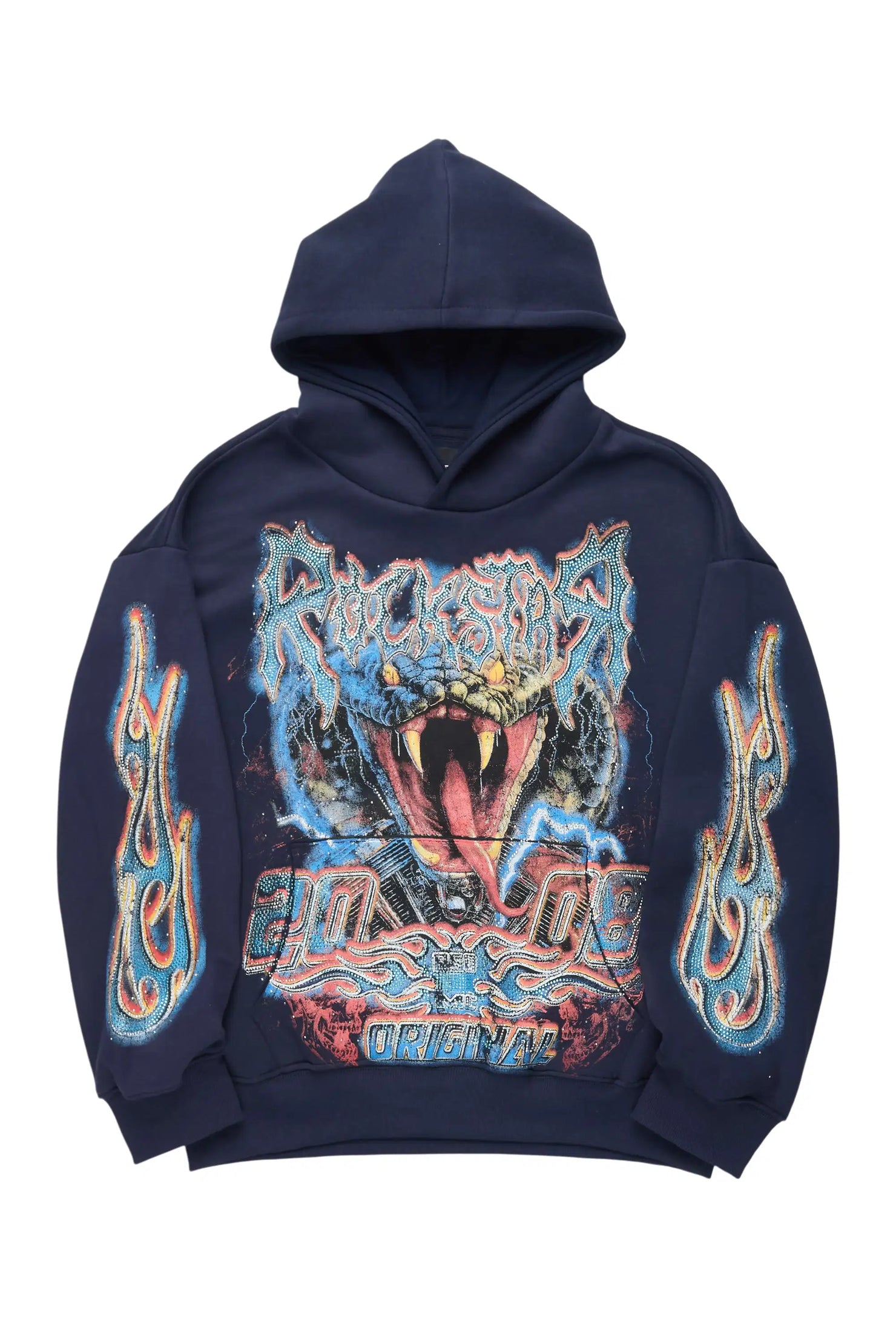 Rhylo Navy Rhinestone Oversized Hoodie