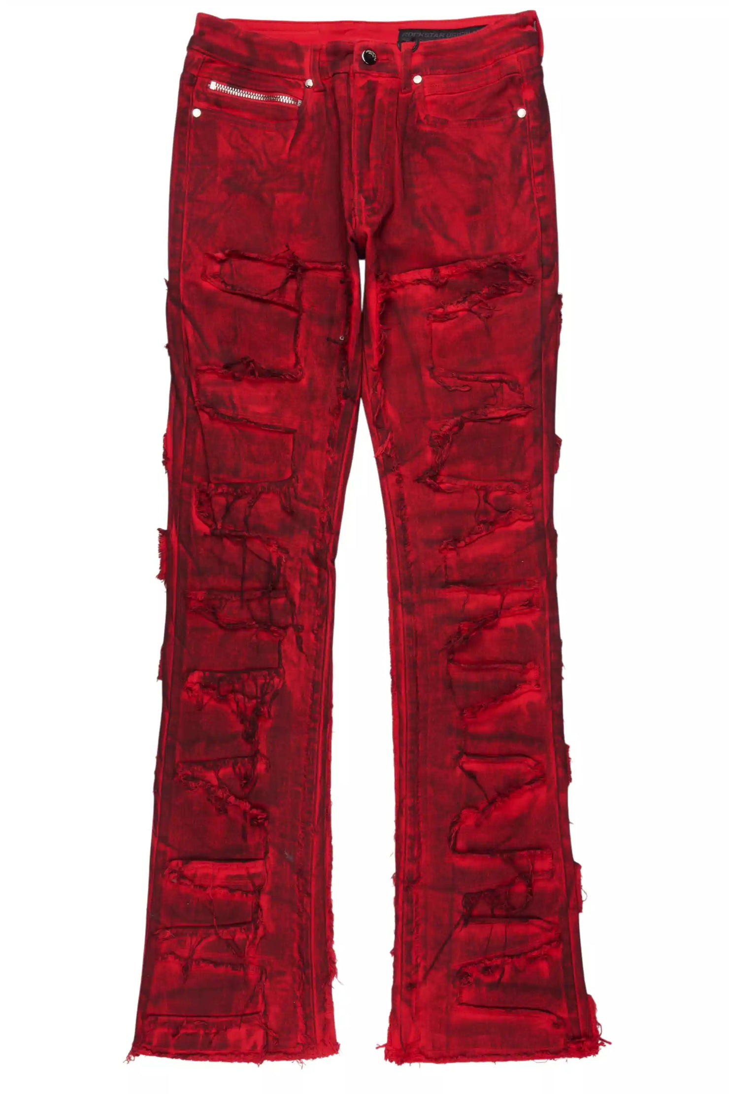 Shake Red Oil Wash Stacked Flare Jean