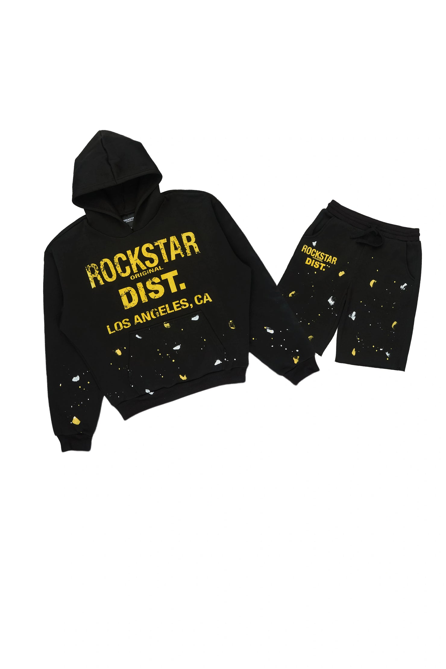 Boys Scottie Black/Yellow Hoodie Short Set