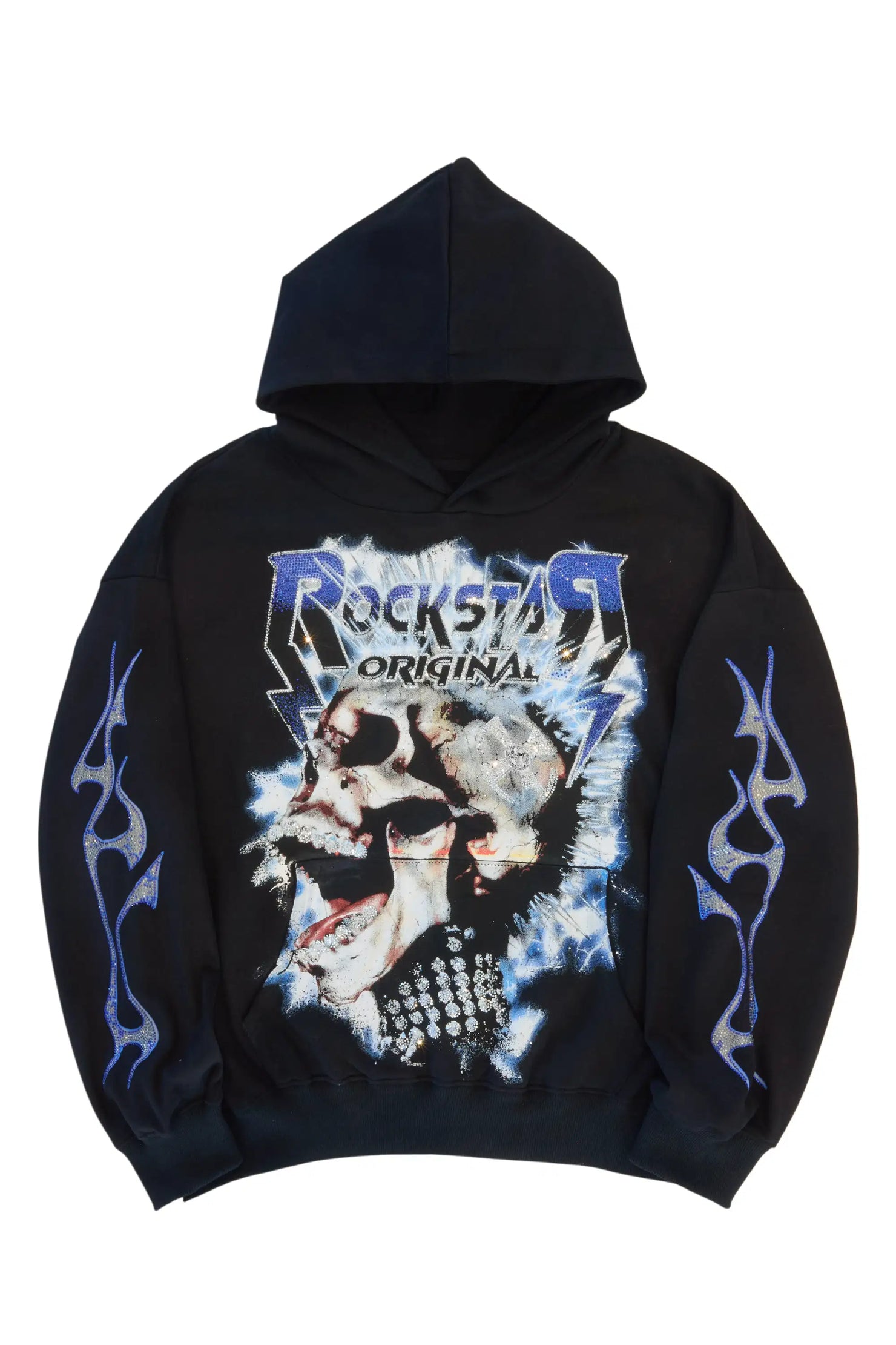 Outerworld Black Rhinestone Oversized Hoodie
