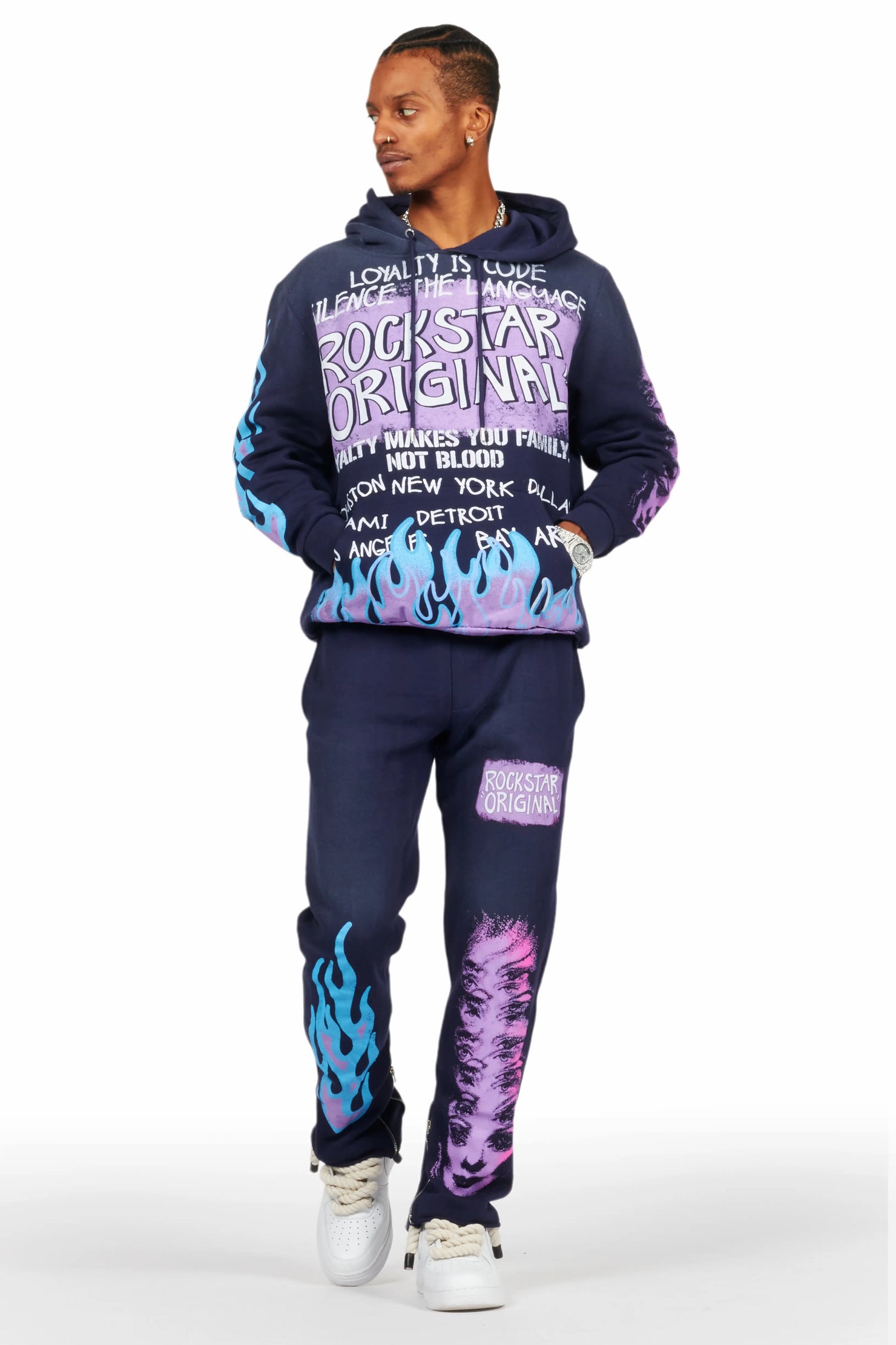 Beno Navy Slim Fit Hoodie Track Set