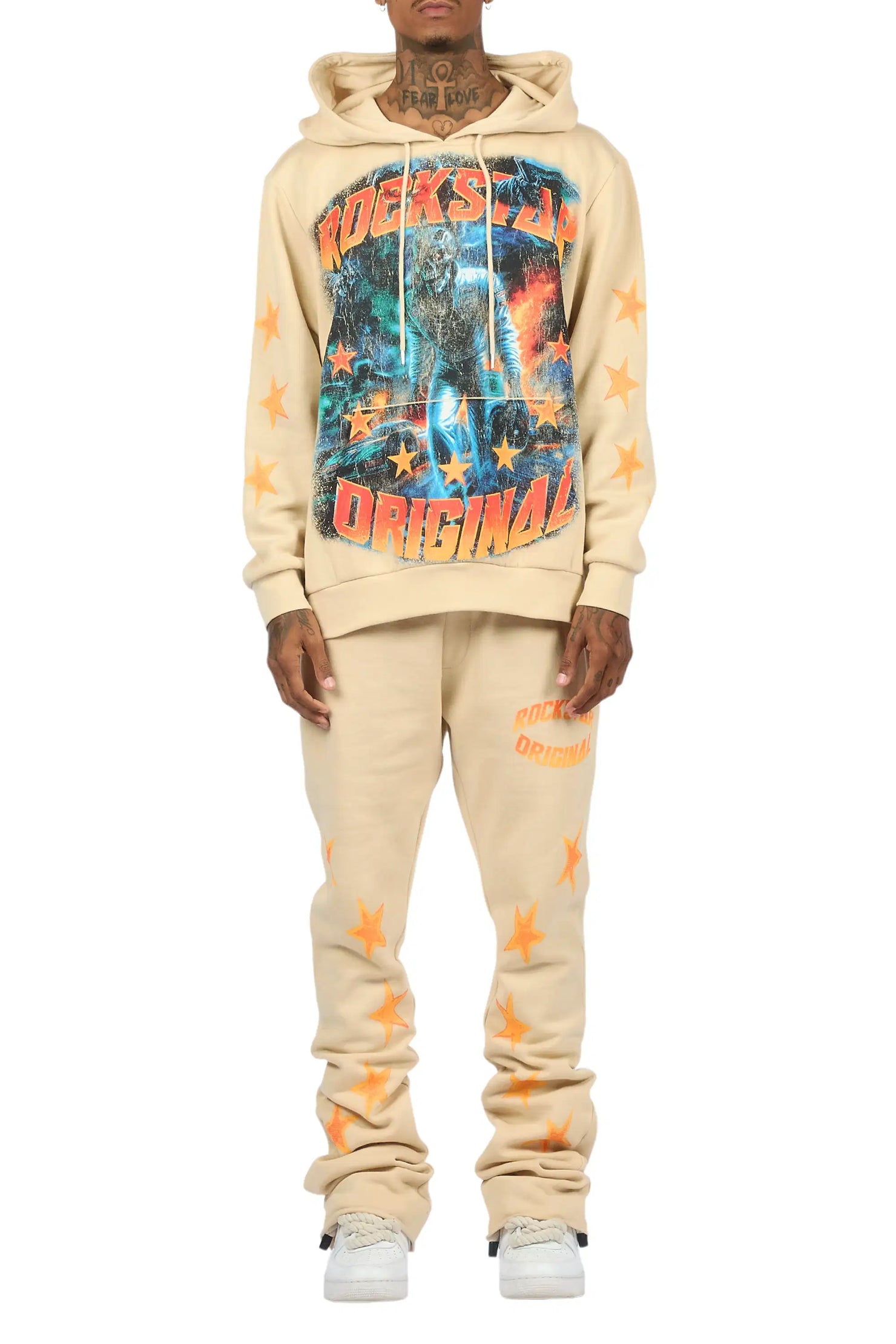 Torque Beige Hoodie/Stacked Pant Track Set