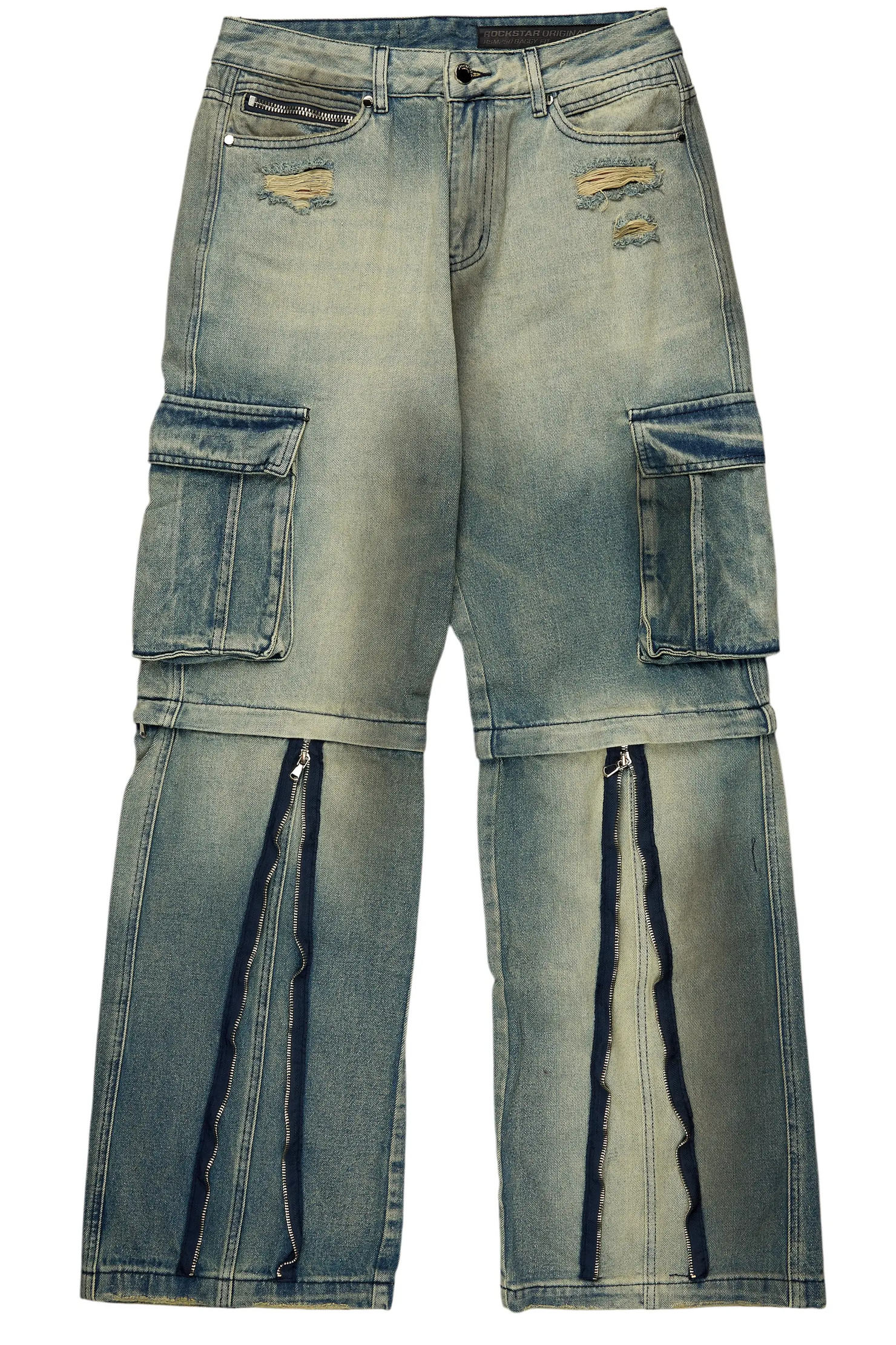 Rupert Vintage Blue Baggy Fit Zip Off Jean