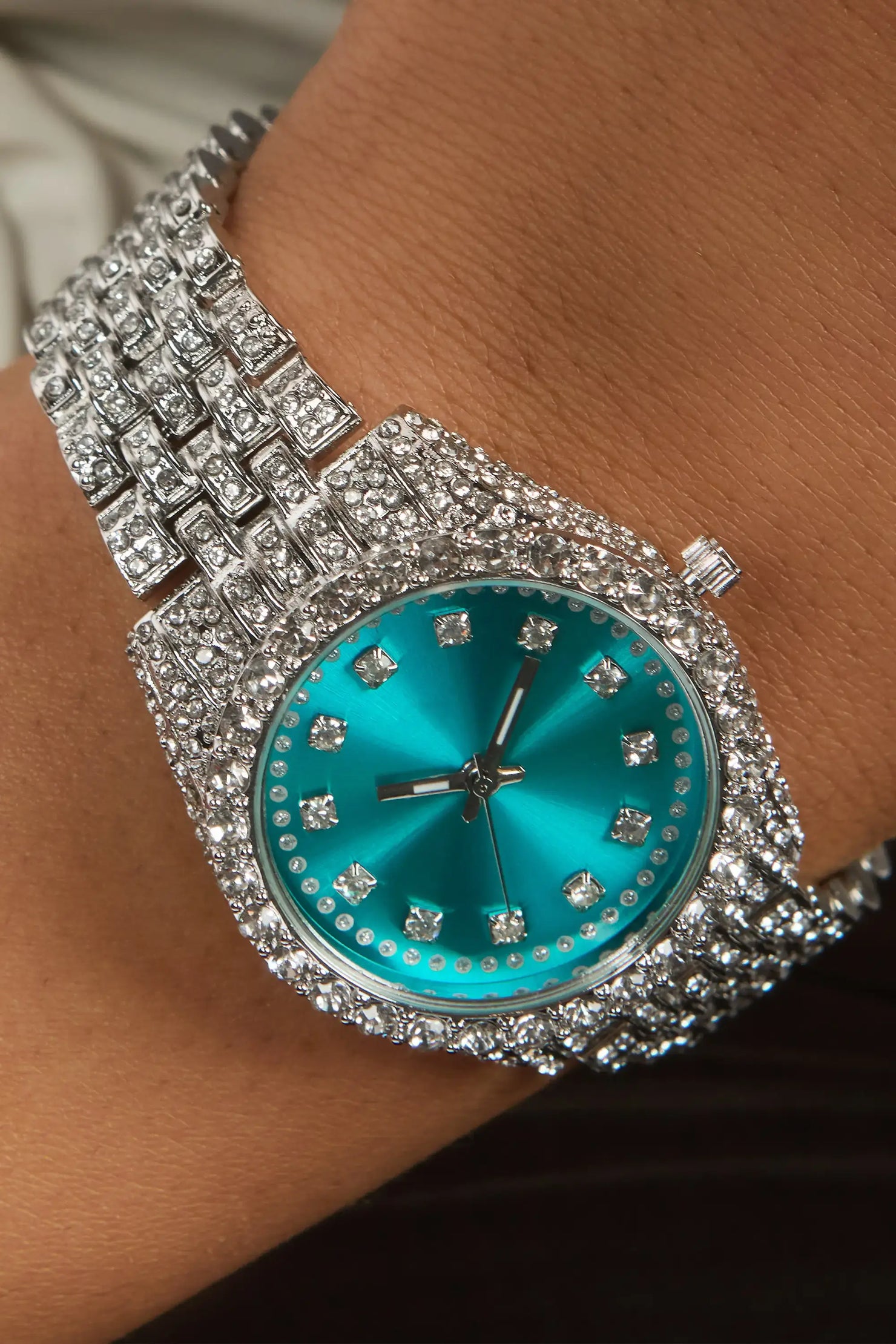 Ishani Silver/Blue Crystal Watch