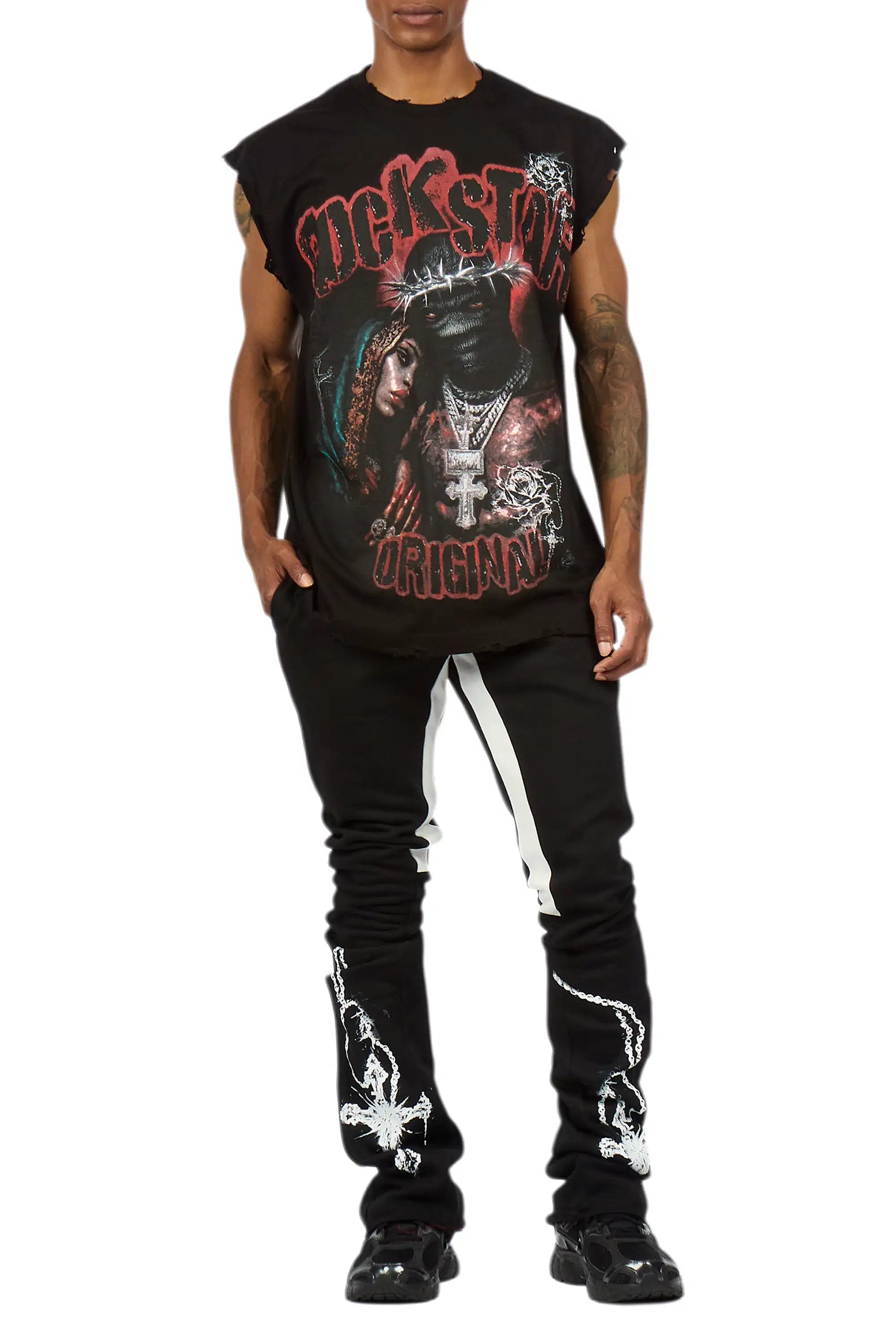 Vontae Black Cut Sleeve/Stacked Flare Track Set