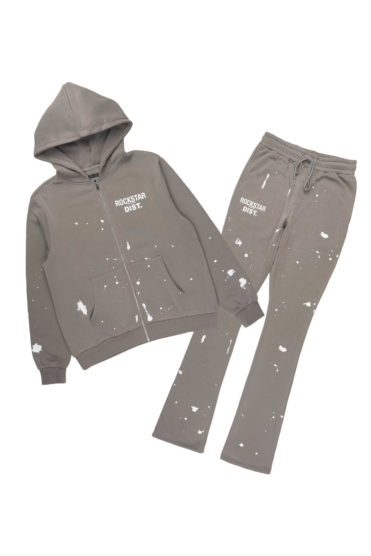 Zip Up Dark Grey Raffer Hoodie/Stacked Track Set