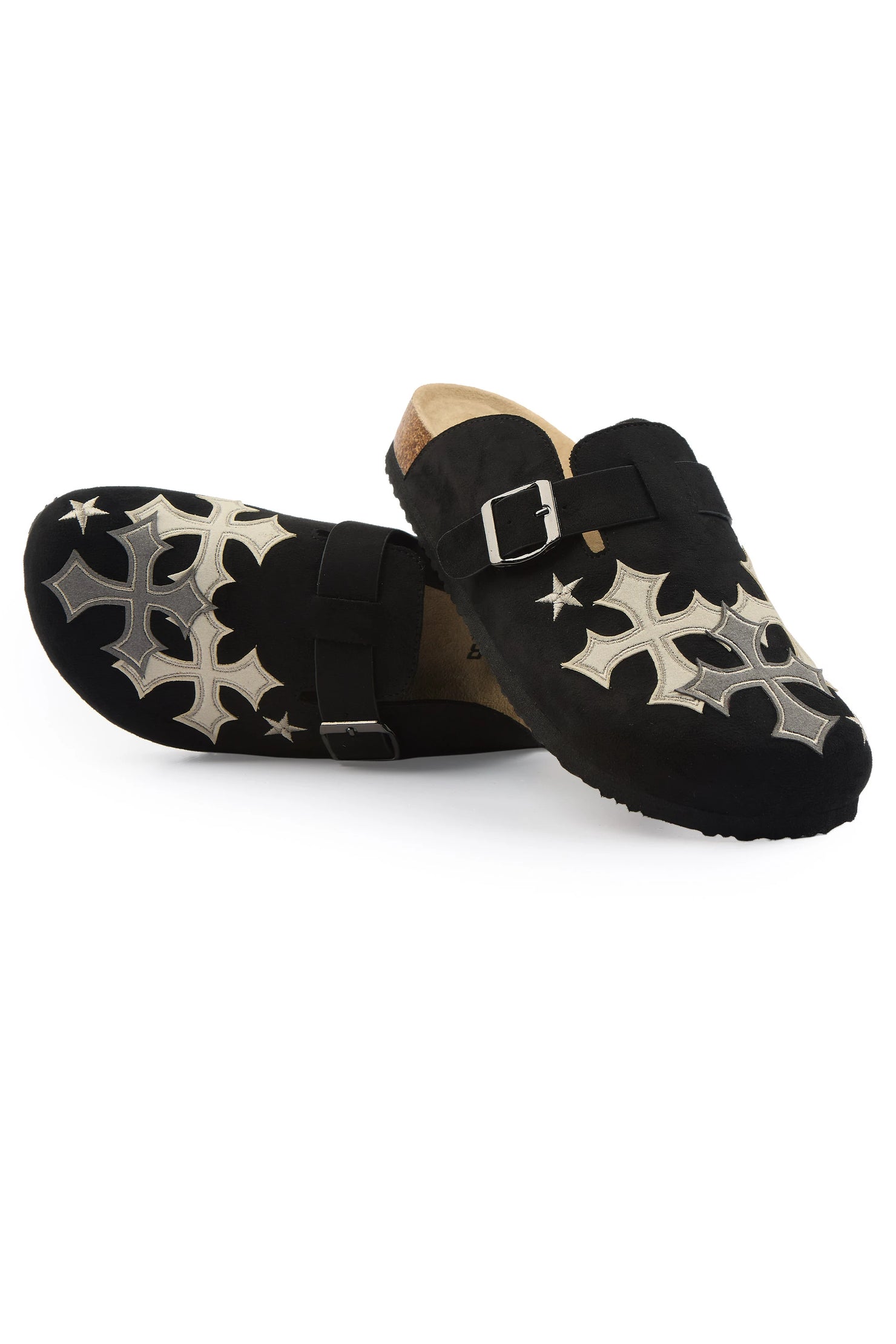 Womens Tyeonna Black Felt Patch Mule