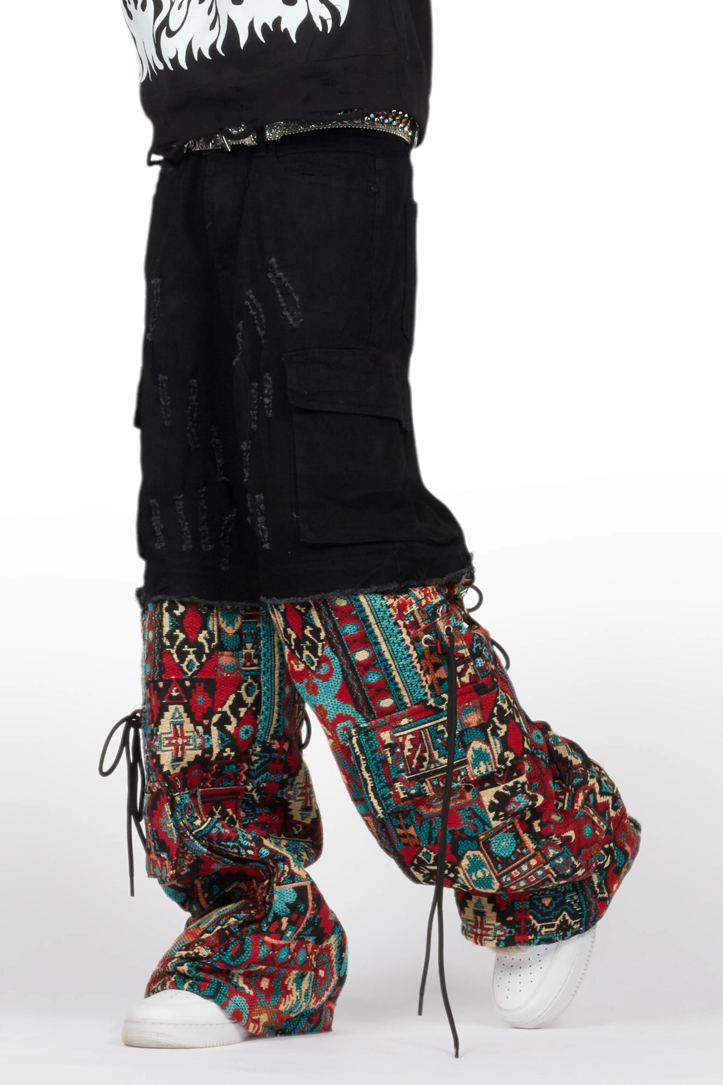 Baatar Jet Black Tapestry Baggy Fit Jean