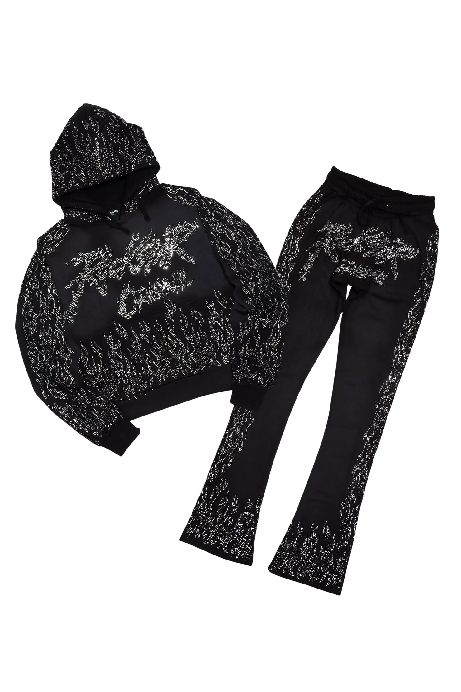 Alaena Black Rhinestone Stacked Trackset