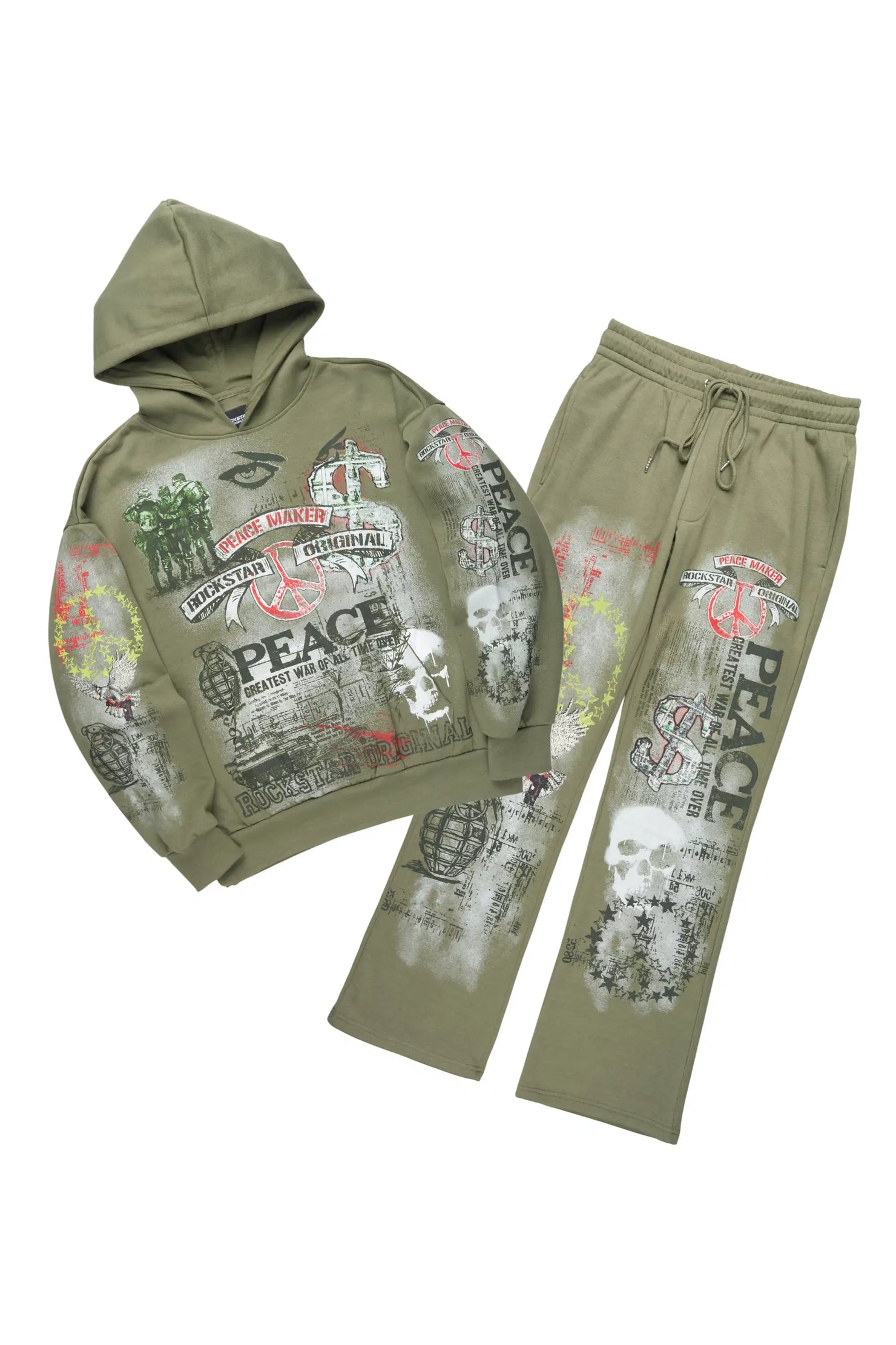 Seiko Army Green Hoodie Baggy Track Set