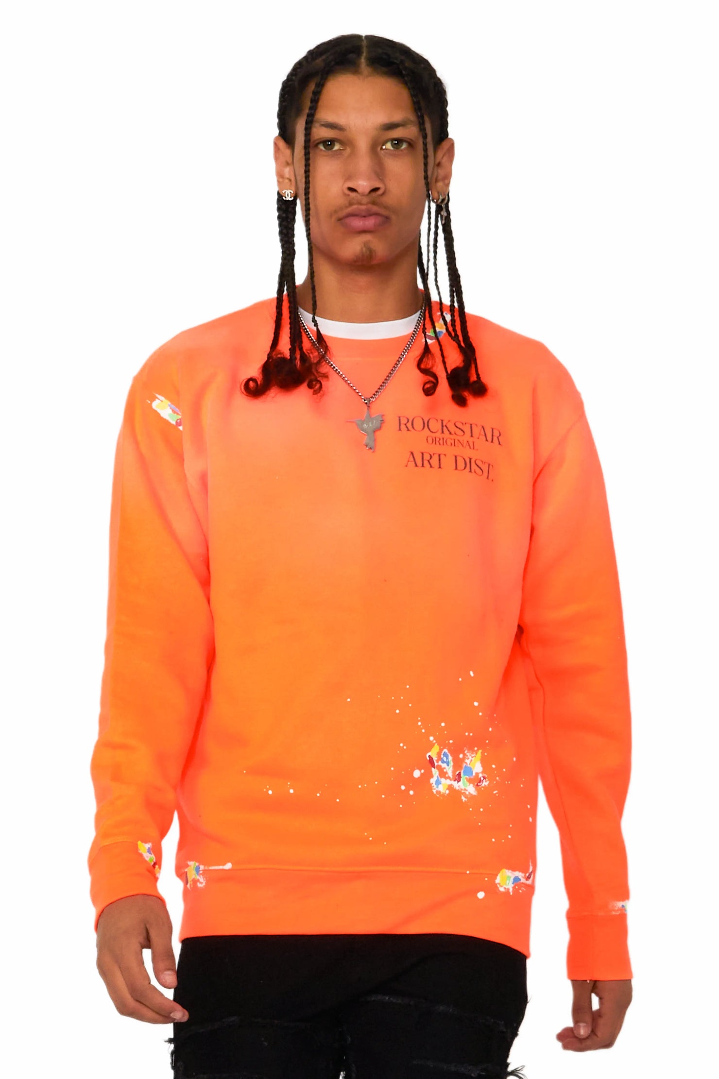 Rockstar Art Dist Orange Crewneck