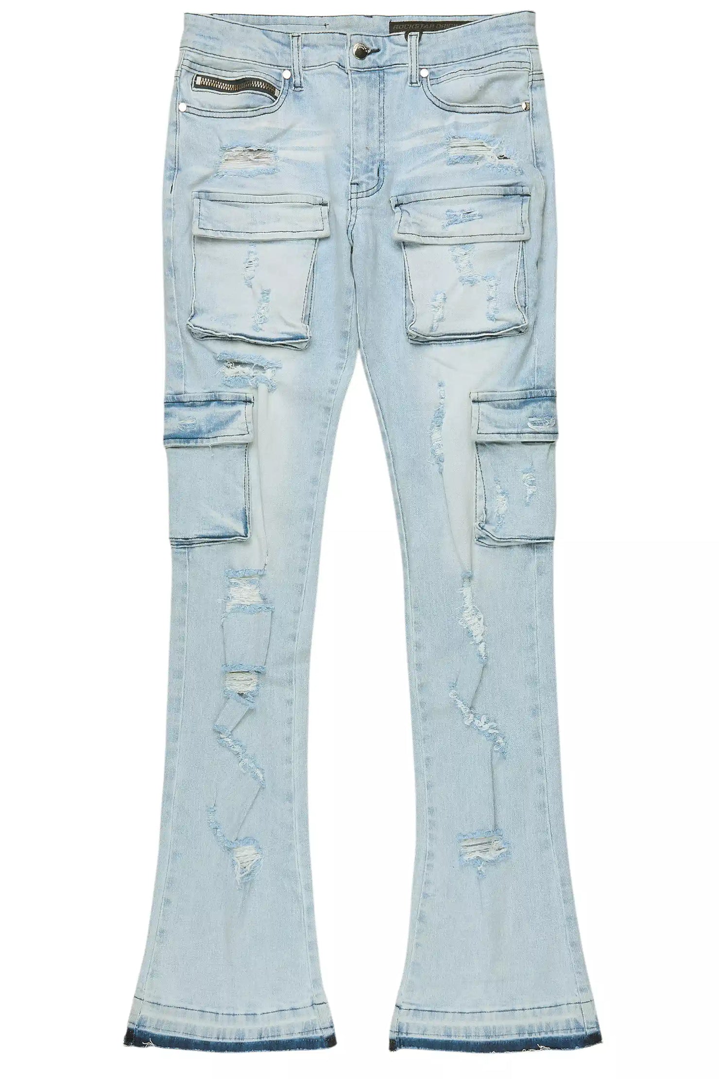 Zaid Blue Stacked Flare Jean