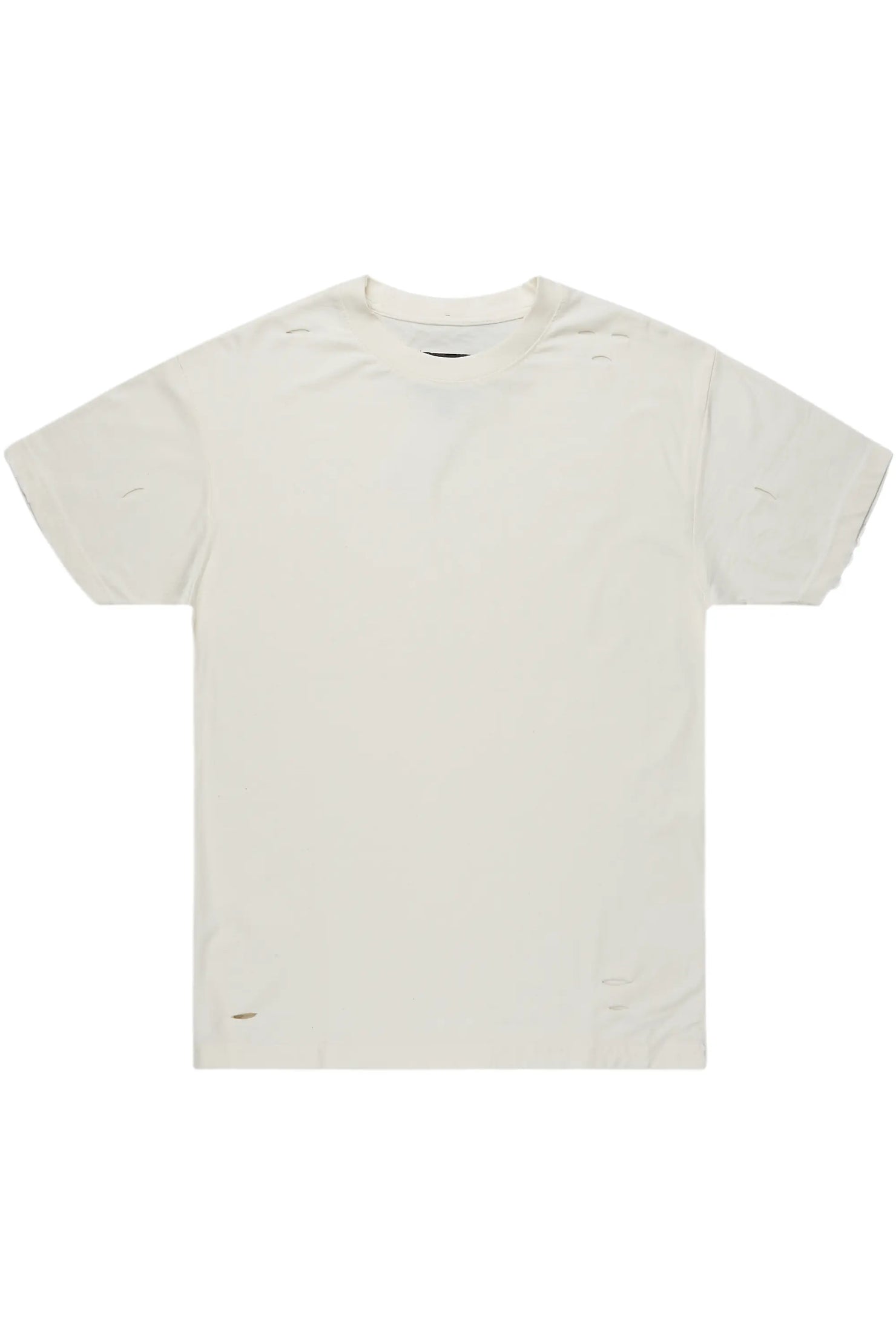 Basic Rockstar Vintage Sand Oversized Distressed Plain T-Shirt