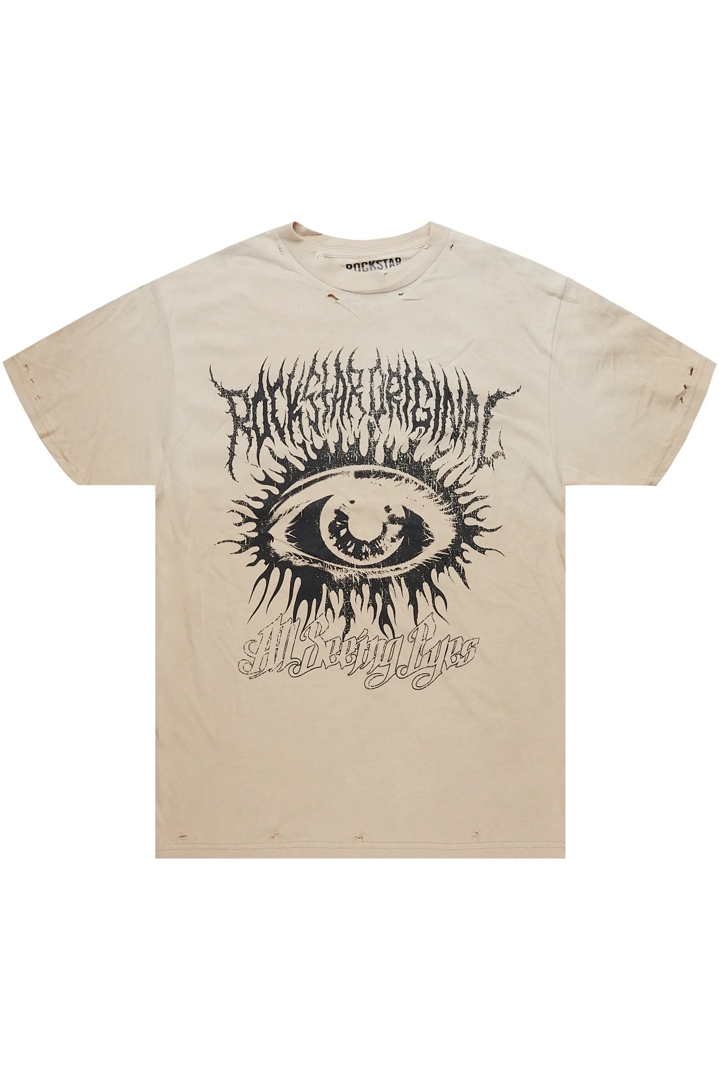 All Seeing Eyes Beige Graphic T-Shirt