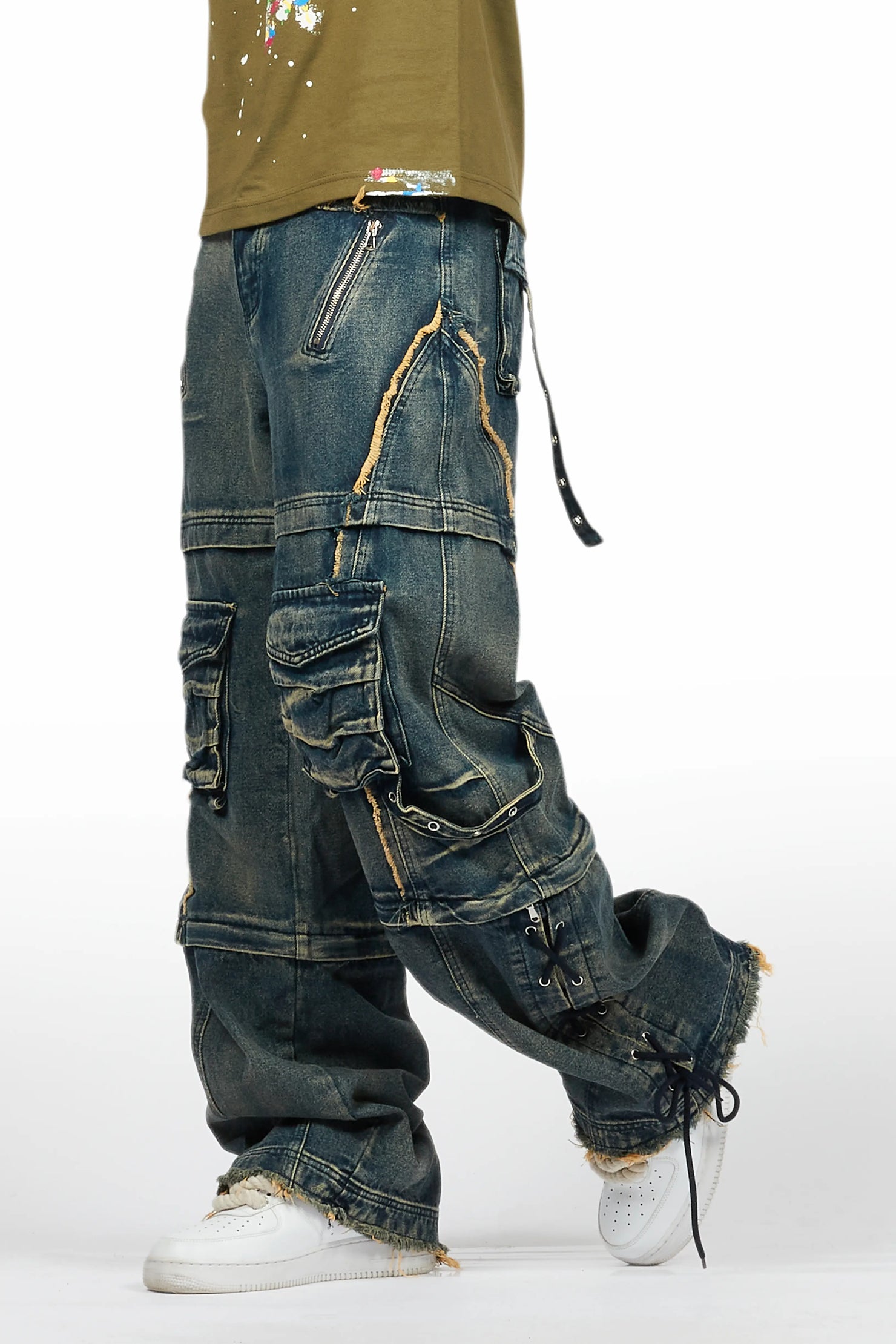 Three Maxi Blue Baggy Fit Jean