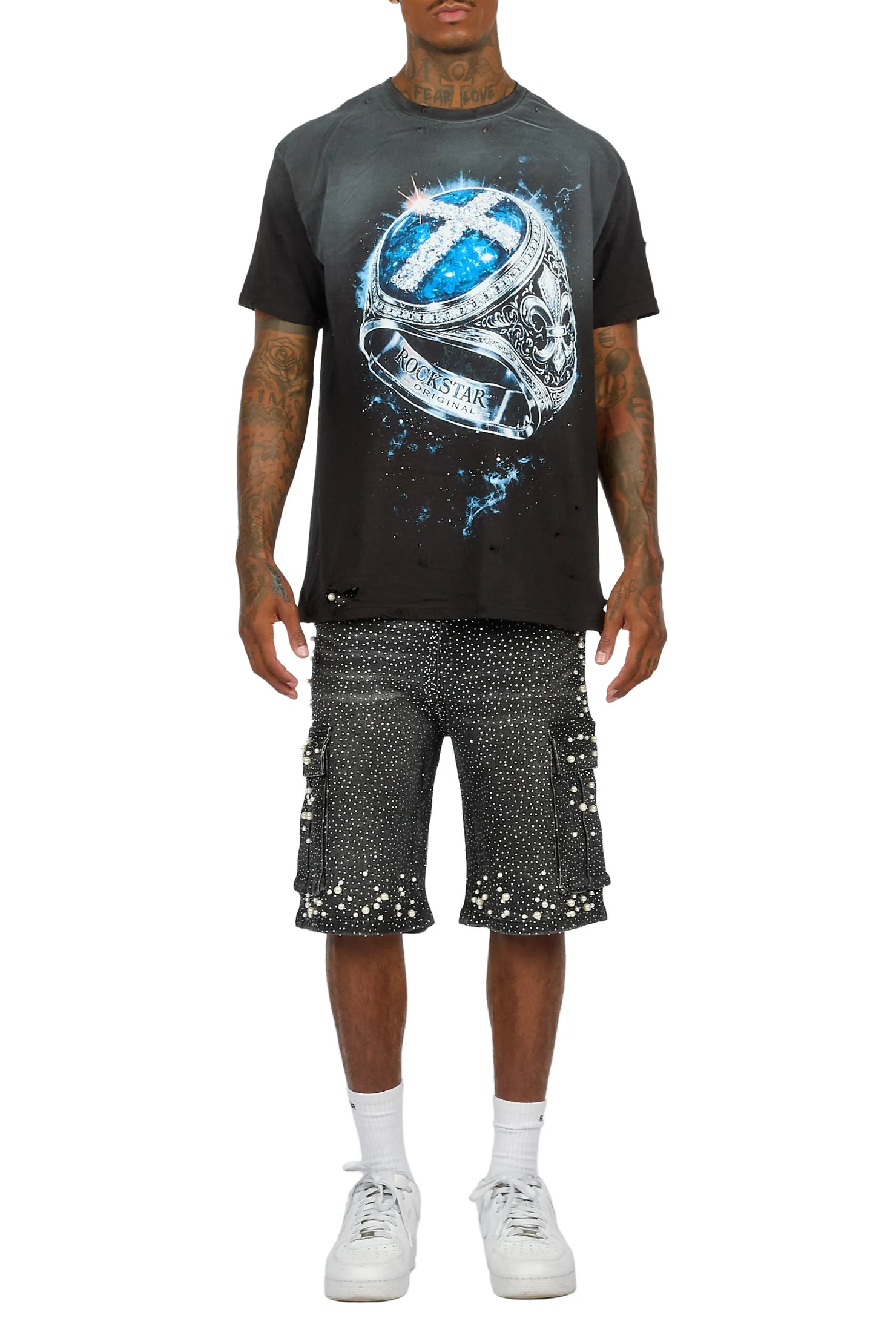 Sevyn Black Rhinestone Denim Short