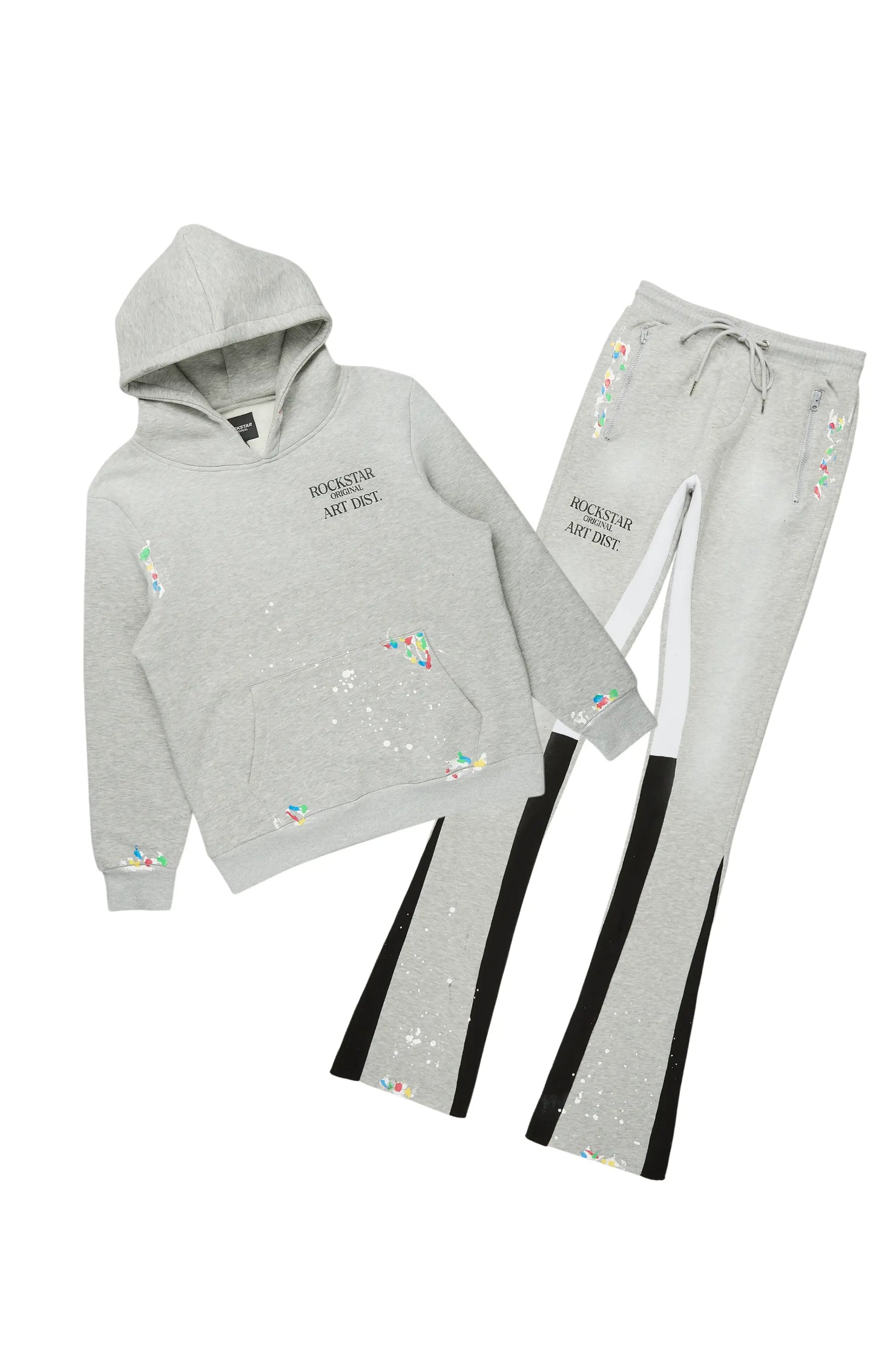 Rockstar Art Dist. Heather Grey Hoodie/Stacked Flare Set
