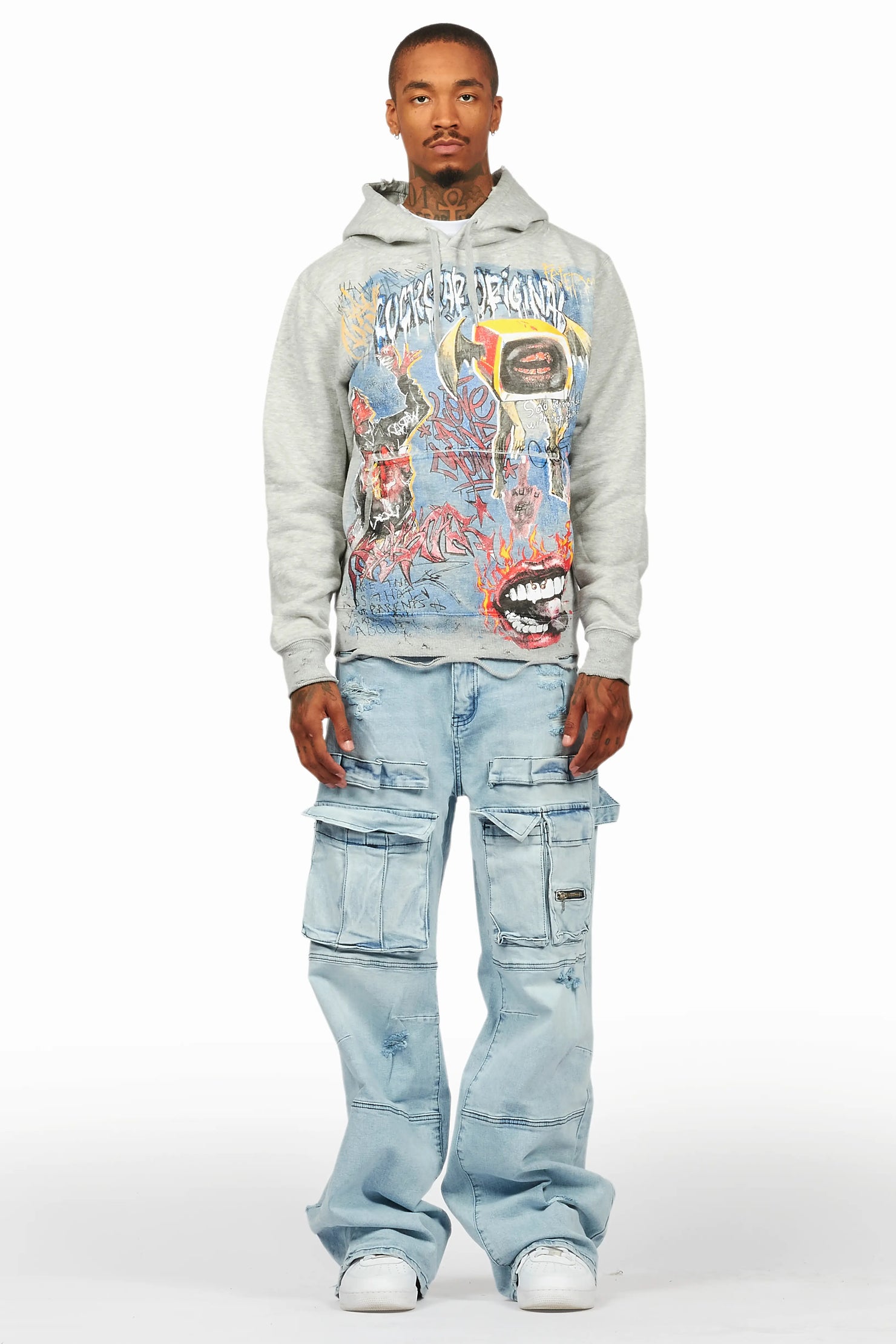 Yooz Heather Grey Hoodie & Burain Baggy Fit Jean Bundle