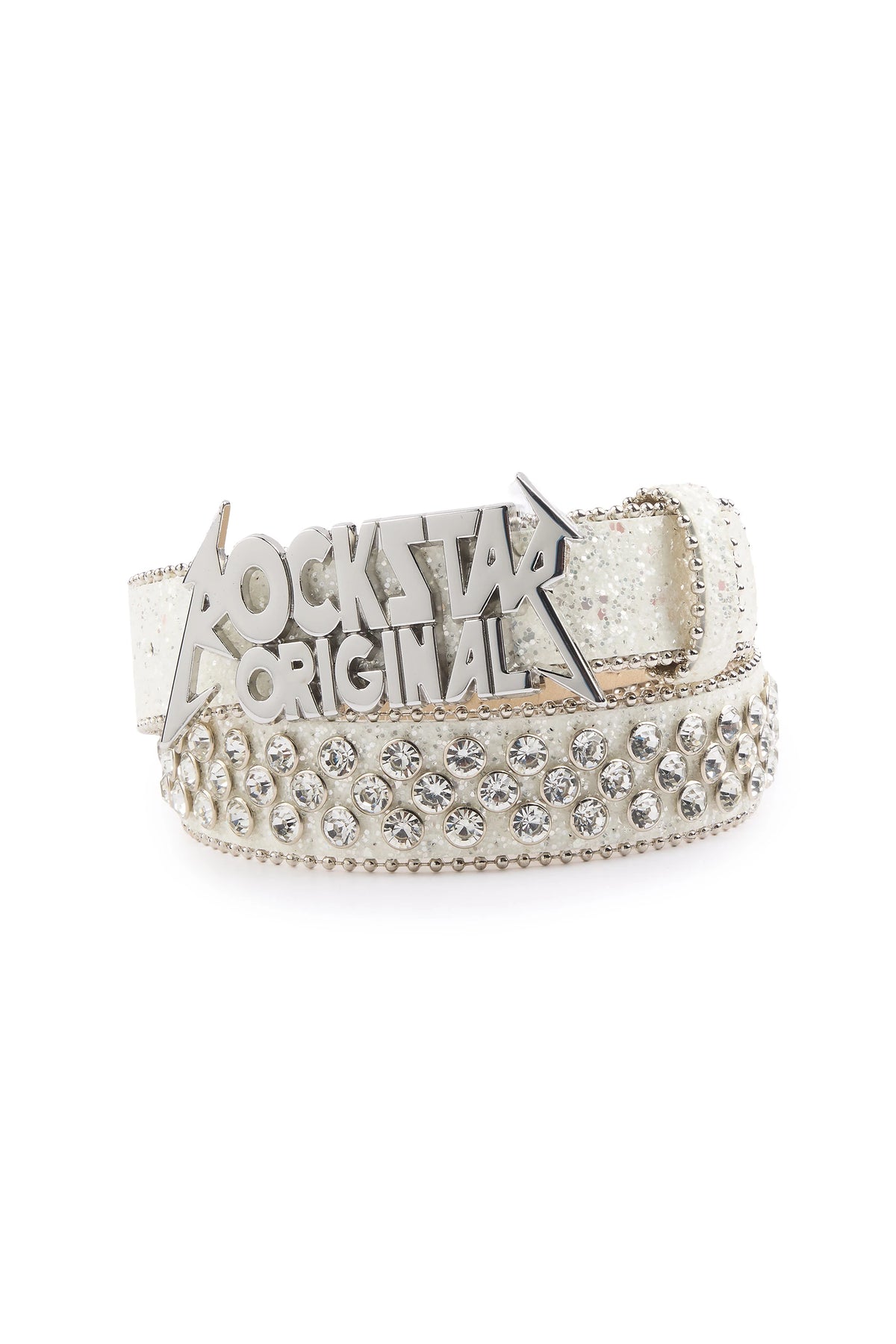 Jazlynn White/Silver Rhinestone Belt