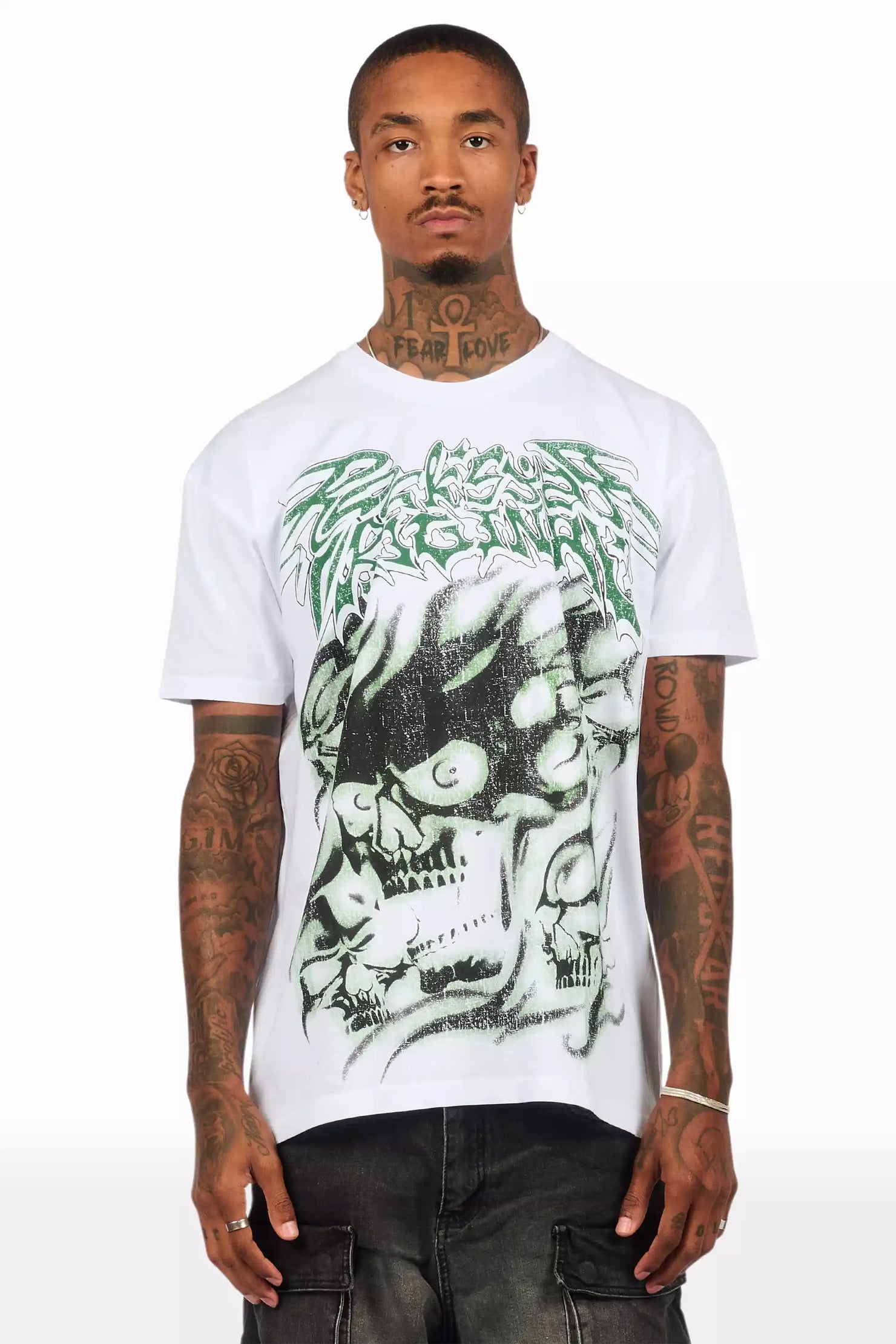 Schtupp White Oversized Graphic T-Shirt