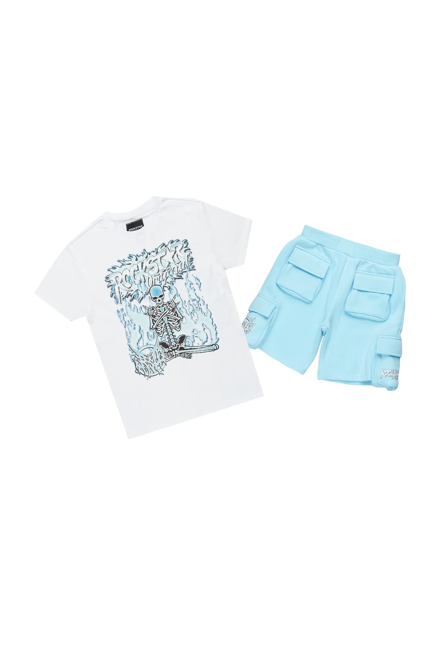 Boys Yoga White/Blue T-Shirt Short Set