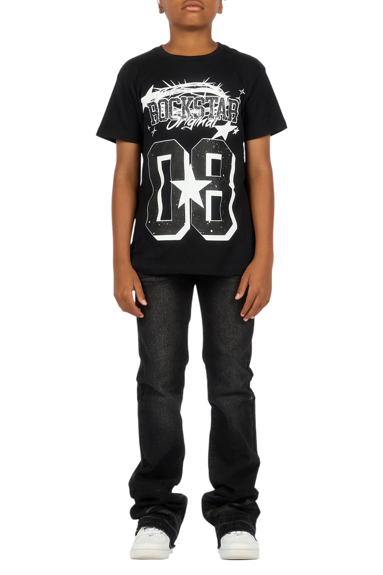 Boys Dag Dark Grey Stacked Flare Jean