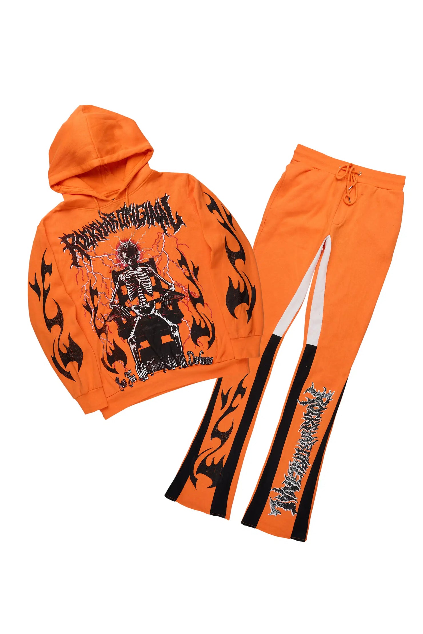 Deathrow Orange/Black Hoodie/Stacked Track Pant Set