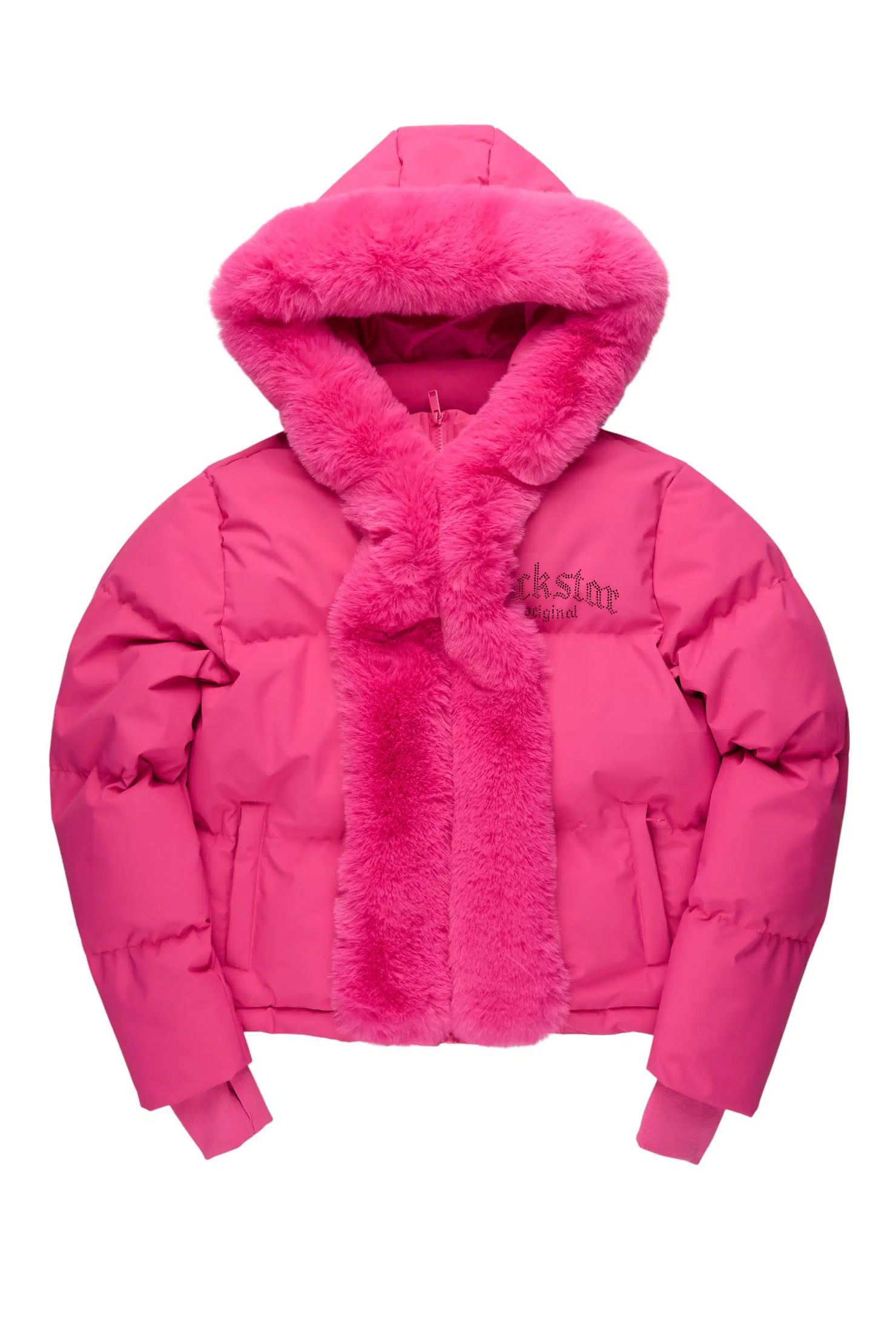 Dontaisha Hot Pink Puffer Jacket With Fur Trim