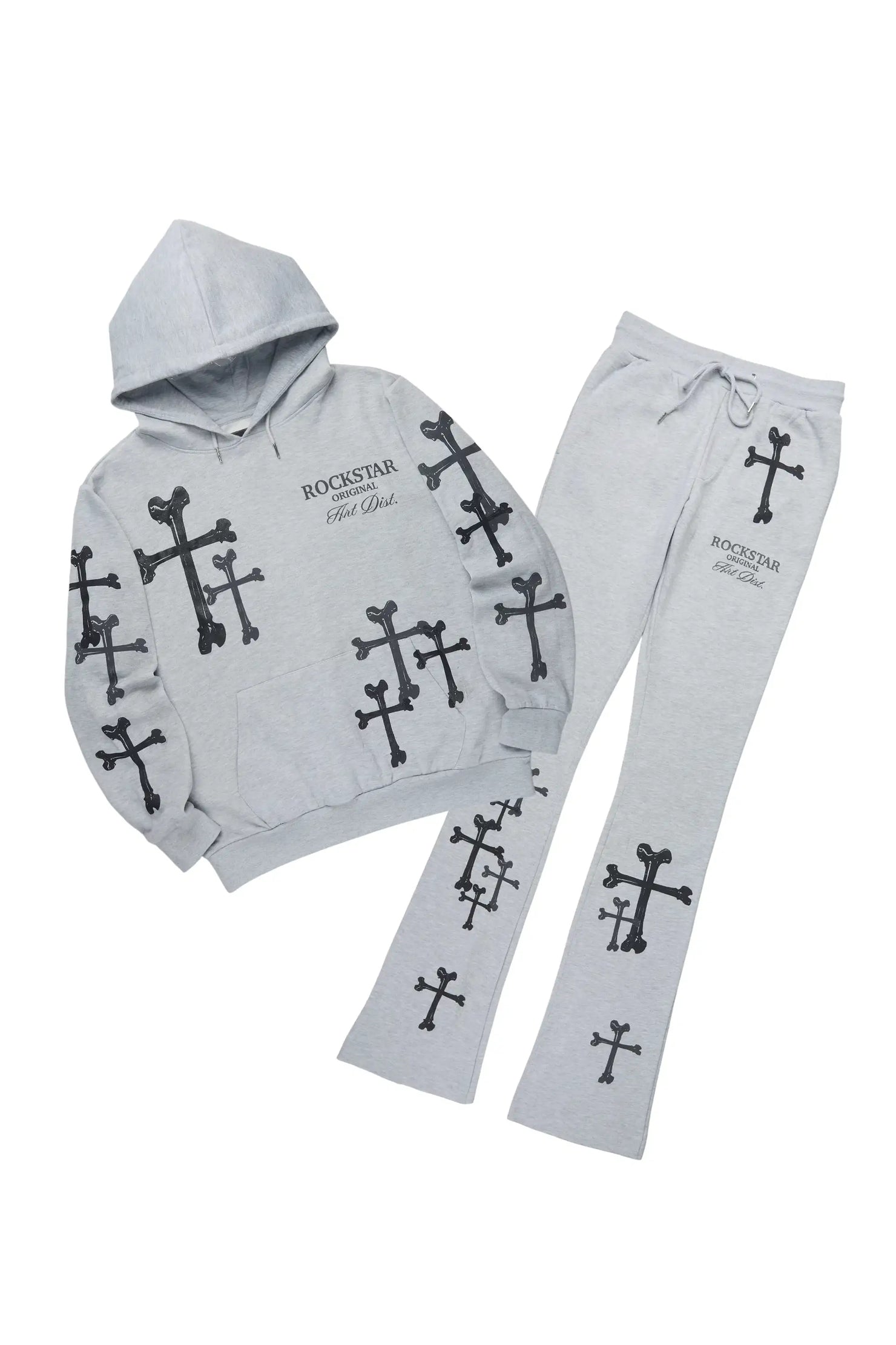 Olivier 2.0 Heather Grey Hoodie/Stacked Flare Track Set