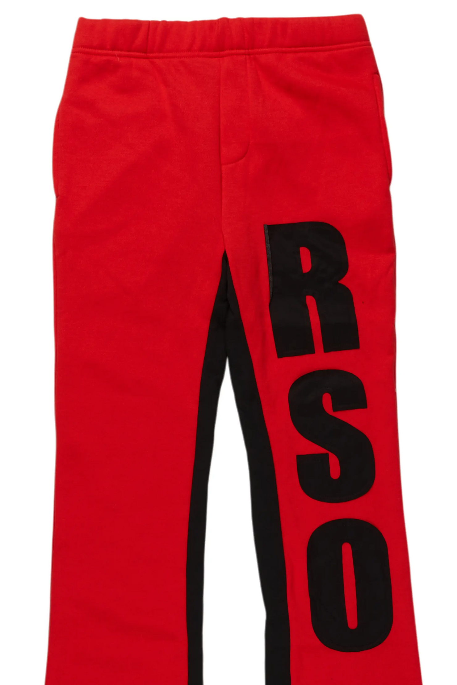 Boys Uko Red Stacked Baggy Flare Pant