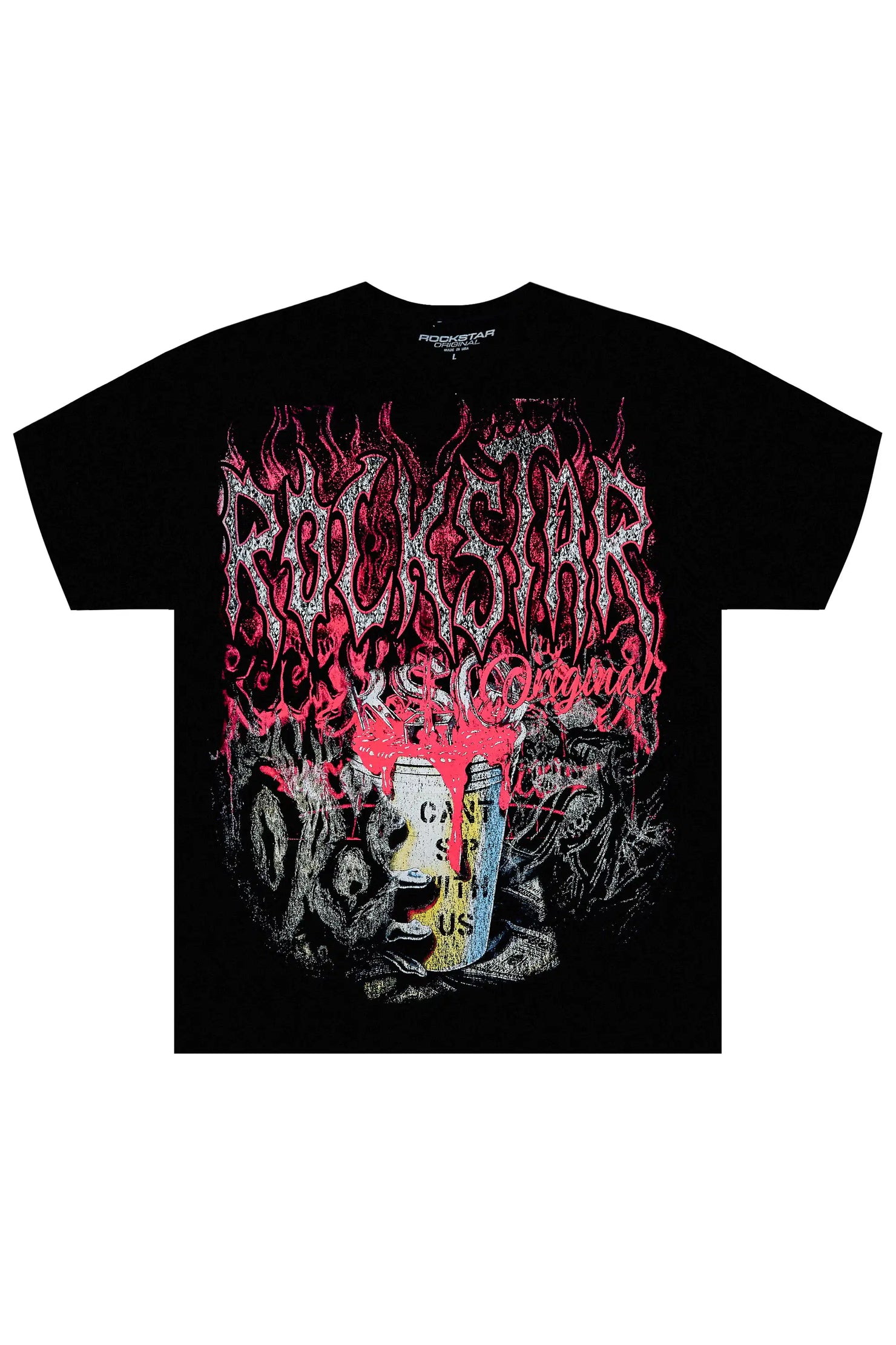 Roux Black Oversized Graphic T-Shirt