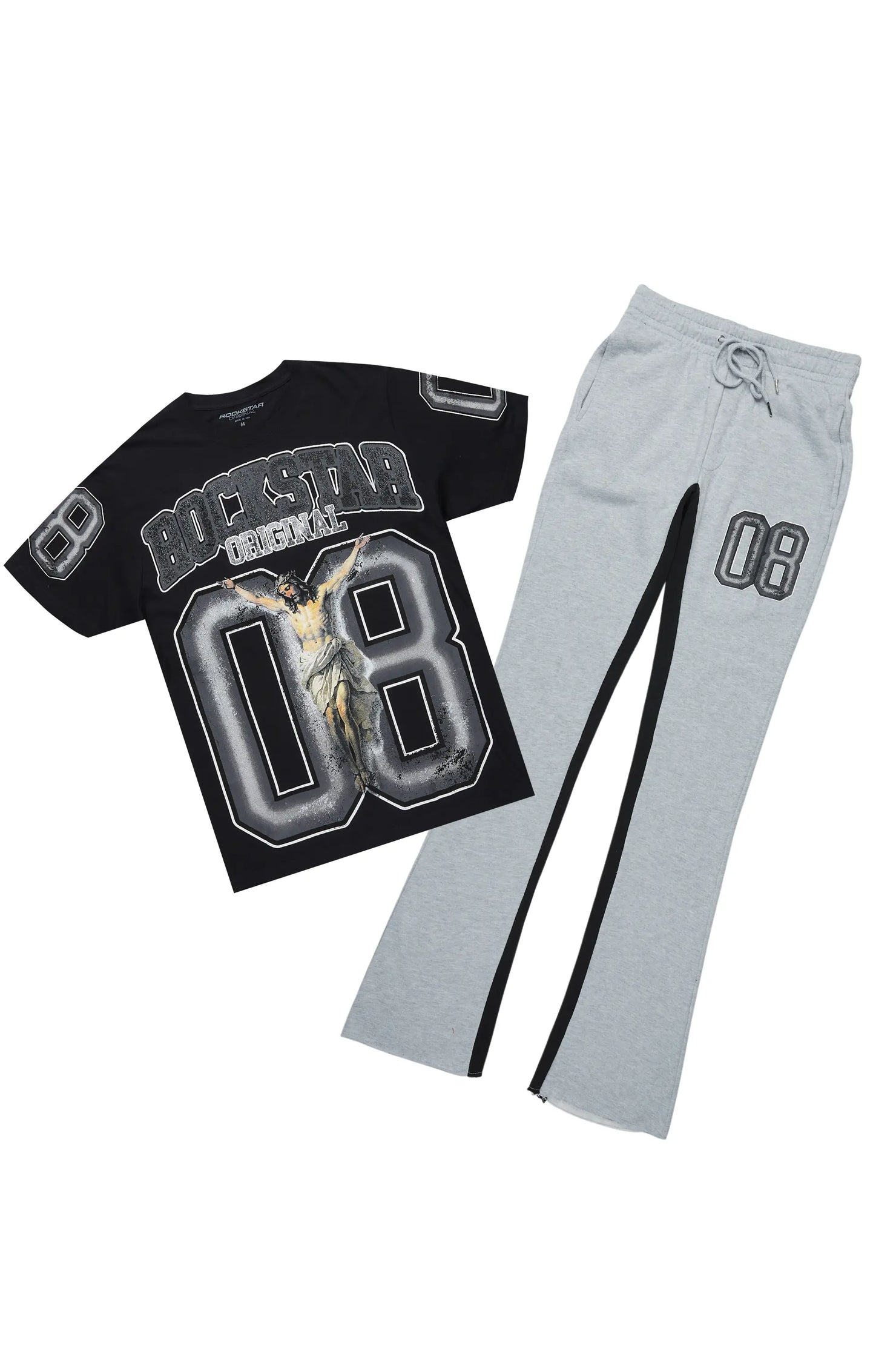 Fields Black/Grey T-Shirt/Baggy Stacked Track Set