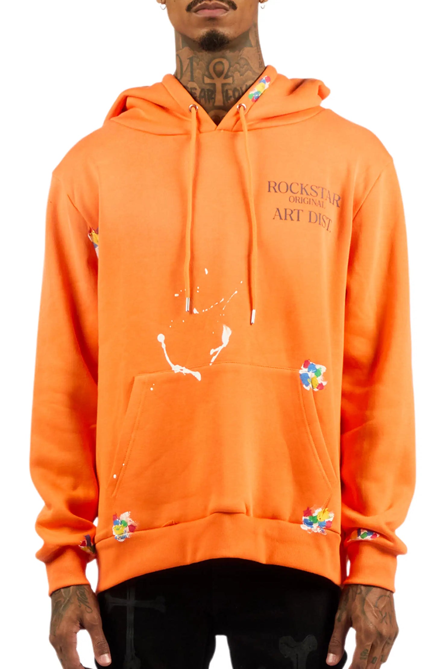Rockstar Art Dist. Orange Graphic Relaxed Hoodie