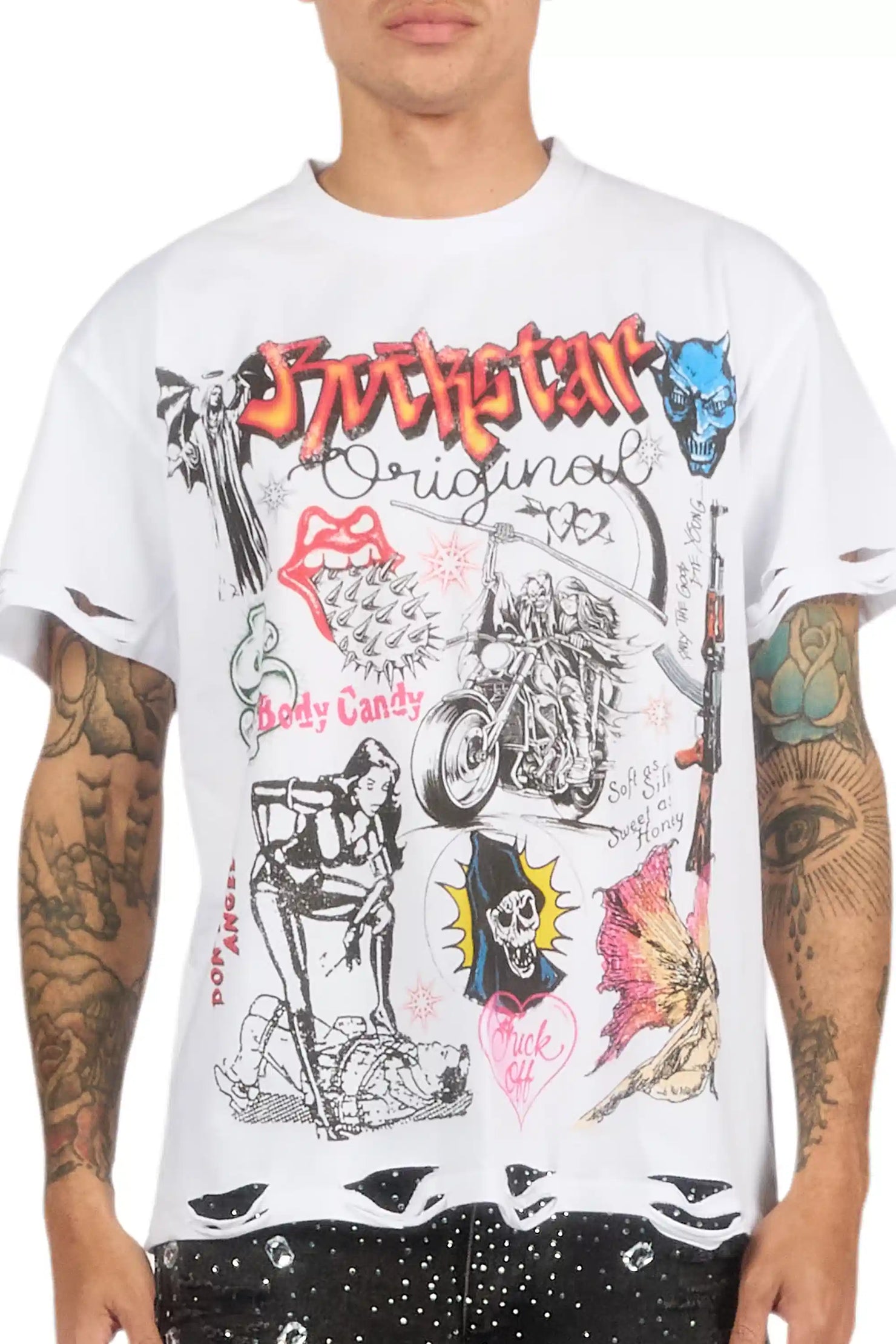 Shootah White Oversized Graphic T-Shirt