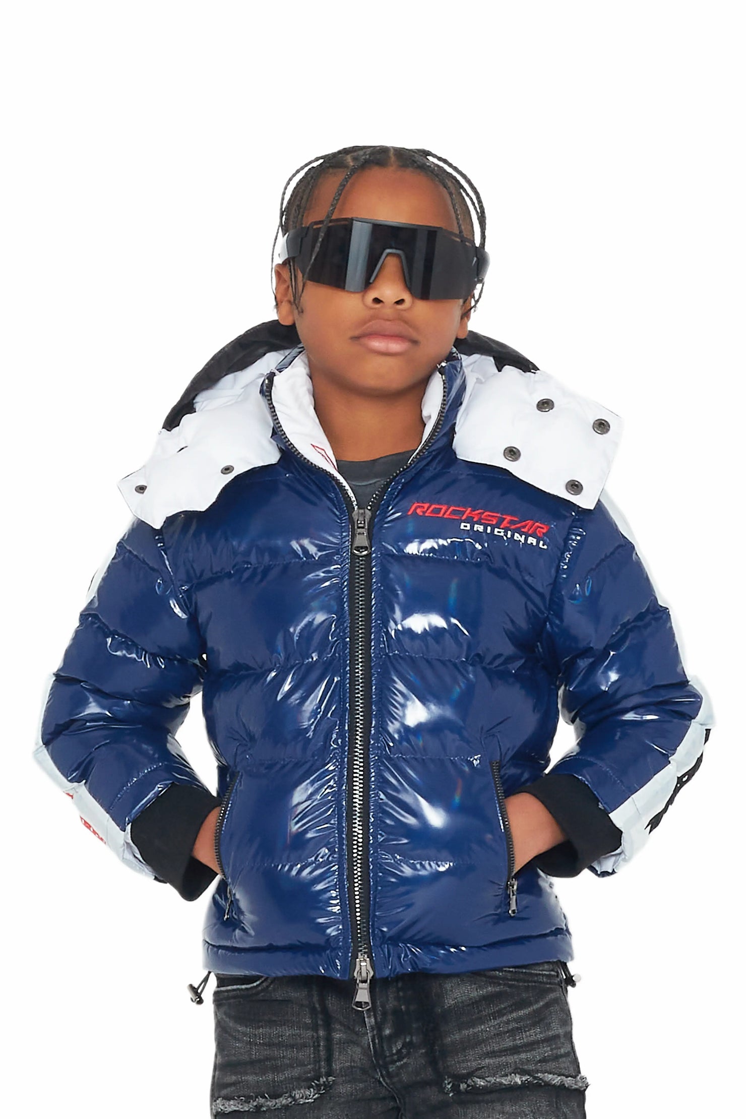 Kids Metallic Royal Blue Alasia Puffer Jacket