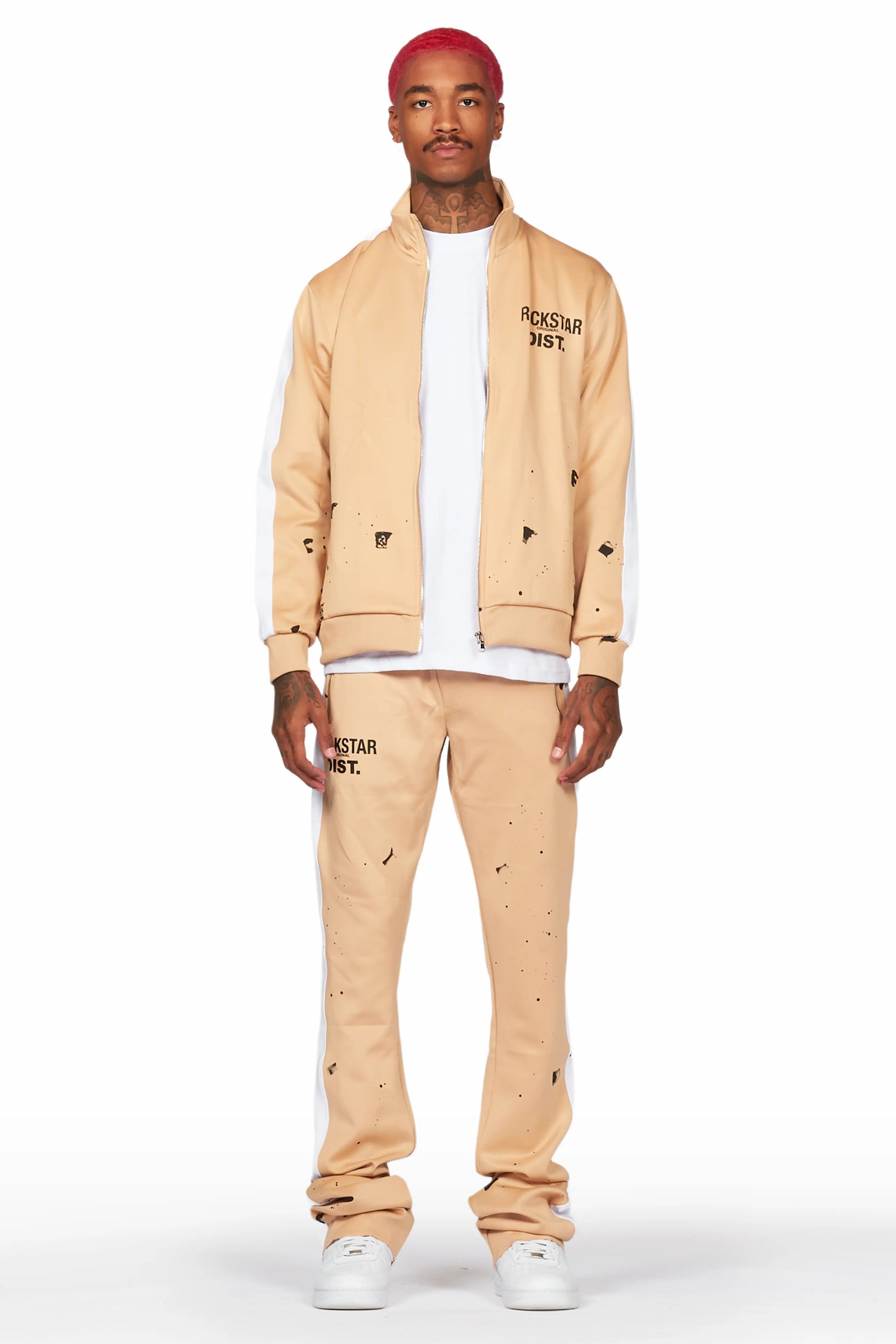 Raffer Beige Super Stacked Tricot Track Set