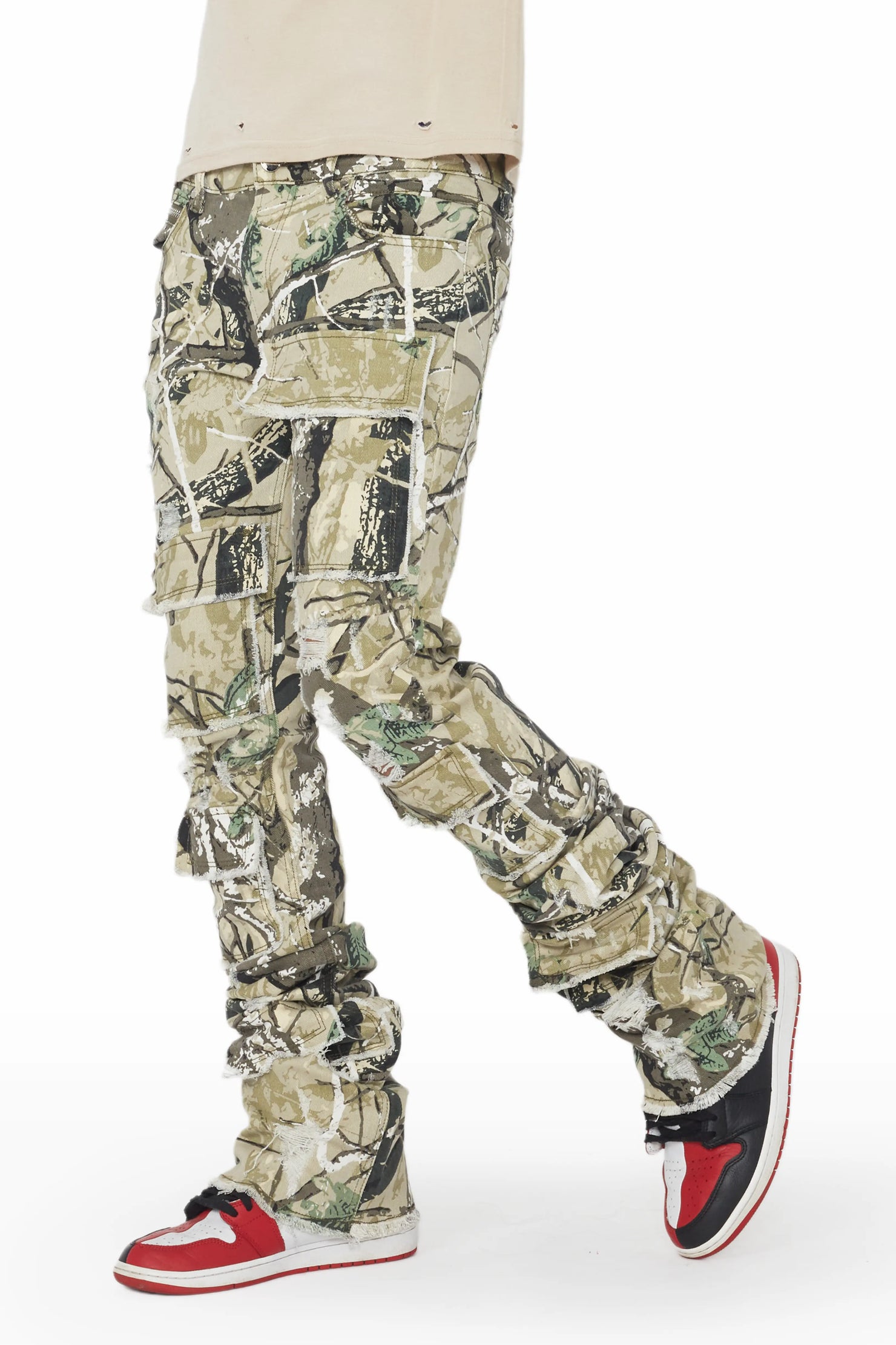Petrus Tree Camo Super Stacked Flare Jean