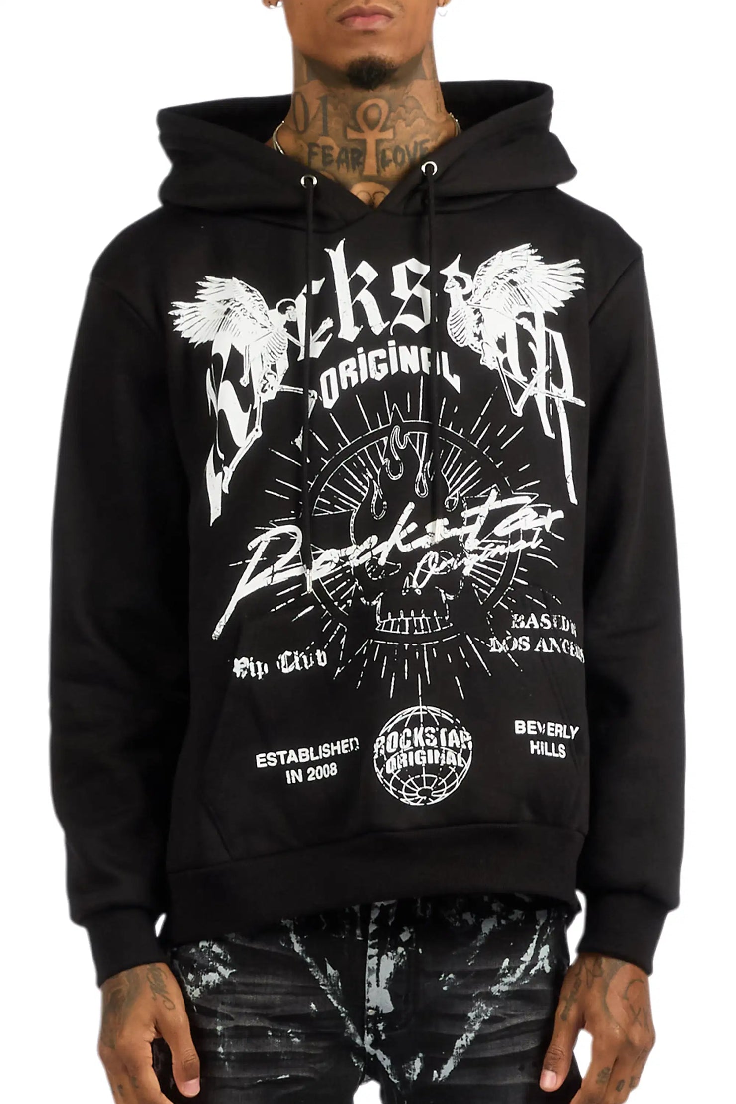Tally Black Graphic Relaxed Hoodie