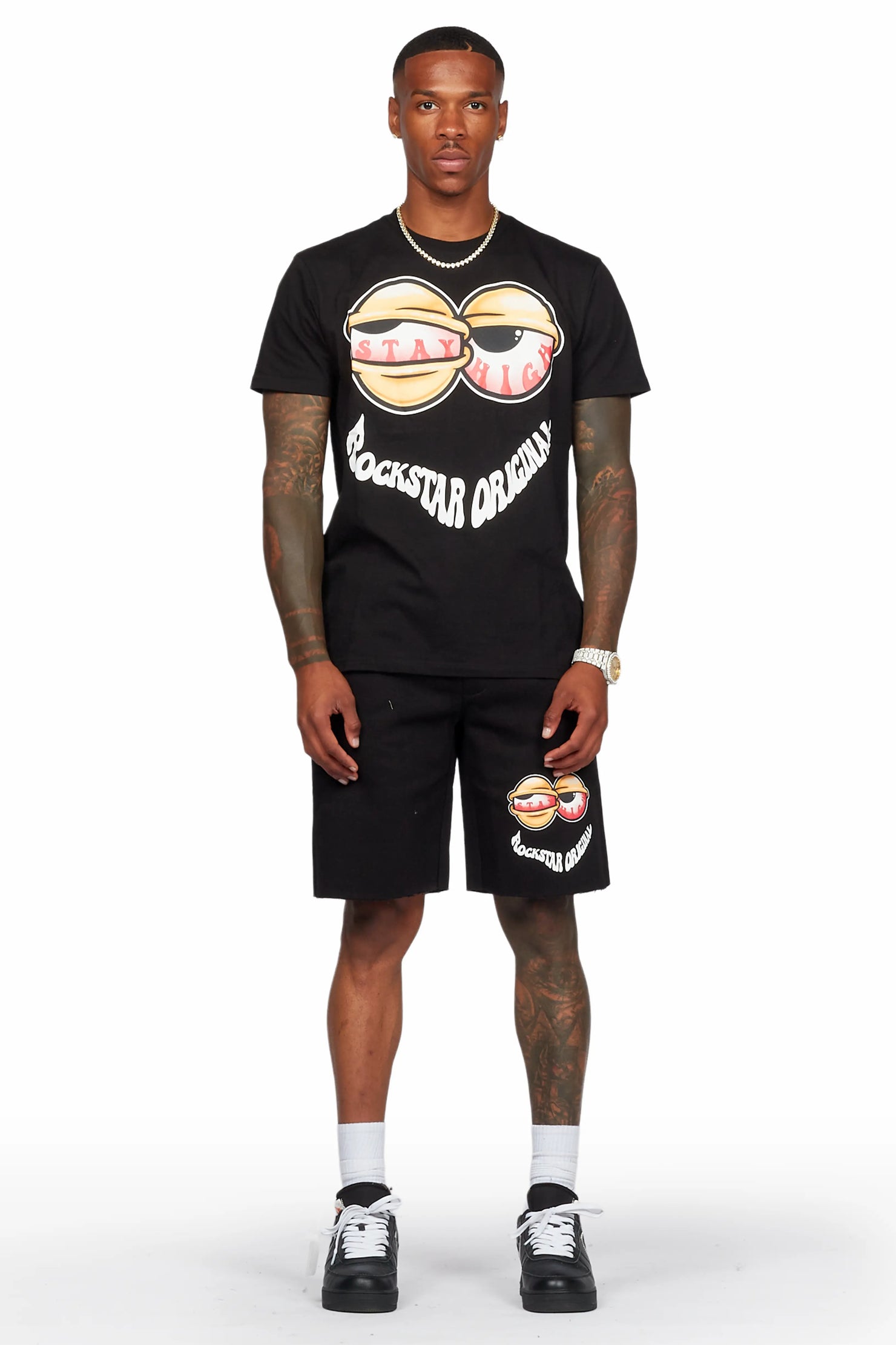 Highya Black T-Shirt/Short Set