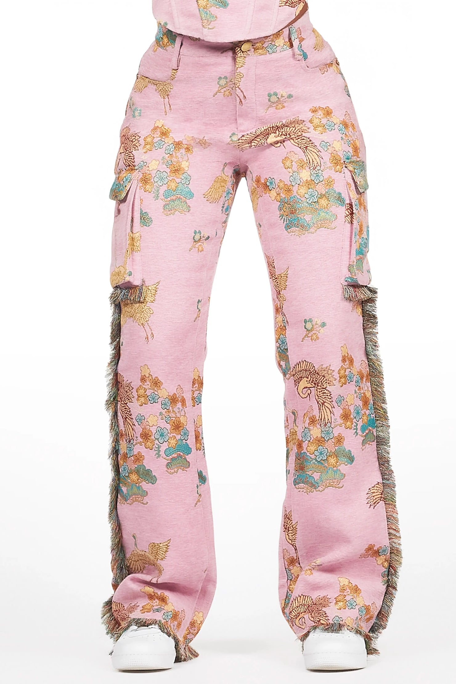Vatasha Pink Tapestry Stacked Pant
