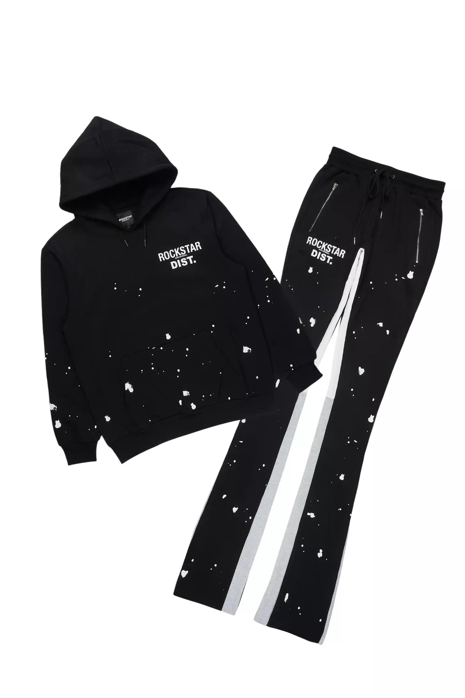 Raffer Black/White Hoodie/Super Stacked Flare Pant Set
