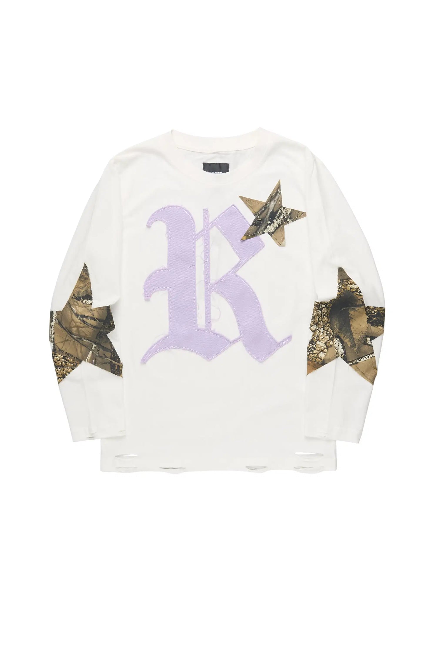 Girls Delgera White/Lavender L/S T-Shirt