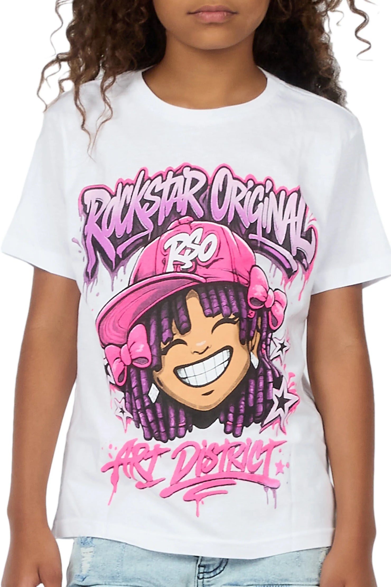 Girls Aze White Graphic T-Shirt